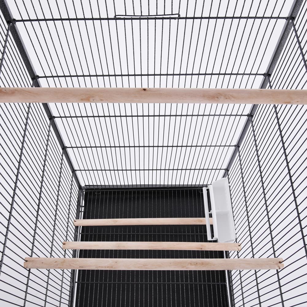 BAKAJI Voliera XXL per Uccelli Pappagalli Canarini Parrocchetti Altezza 150 cm Gabbia Grande in Metallo Bird House Cassetto Estraibile per la Sabbia, Adatta per Interno ed Esterno