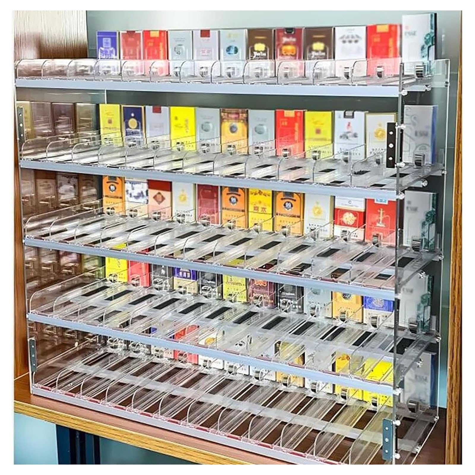 Pousse-cigarette automatique et étagères d'affichage de magasin de tabac