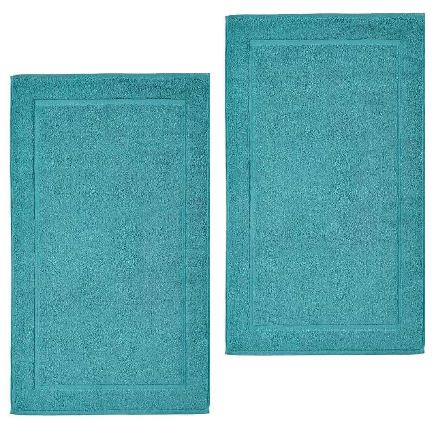 Wholesale Trade Dealz 2X Luxury Egyptian Cotton Bath Mats Terry Toweling Bathroom Rugs (50 x 70 cm) Super Soft and Absorbent Hotel Bathroom Mat Shower Floor Towels (Cotton, Turquoise)