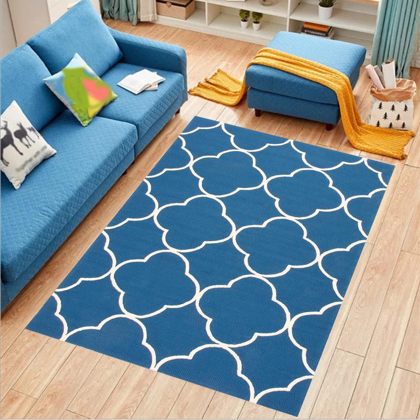Amazon.co.jp: ラグ カーペット,Blue,160 x 160 cm,ダークブルーの幾何