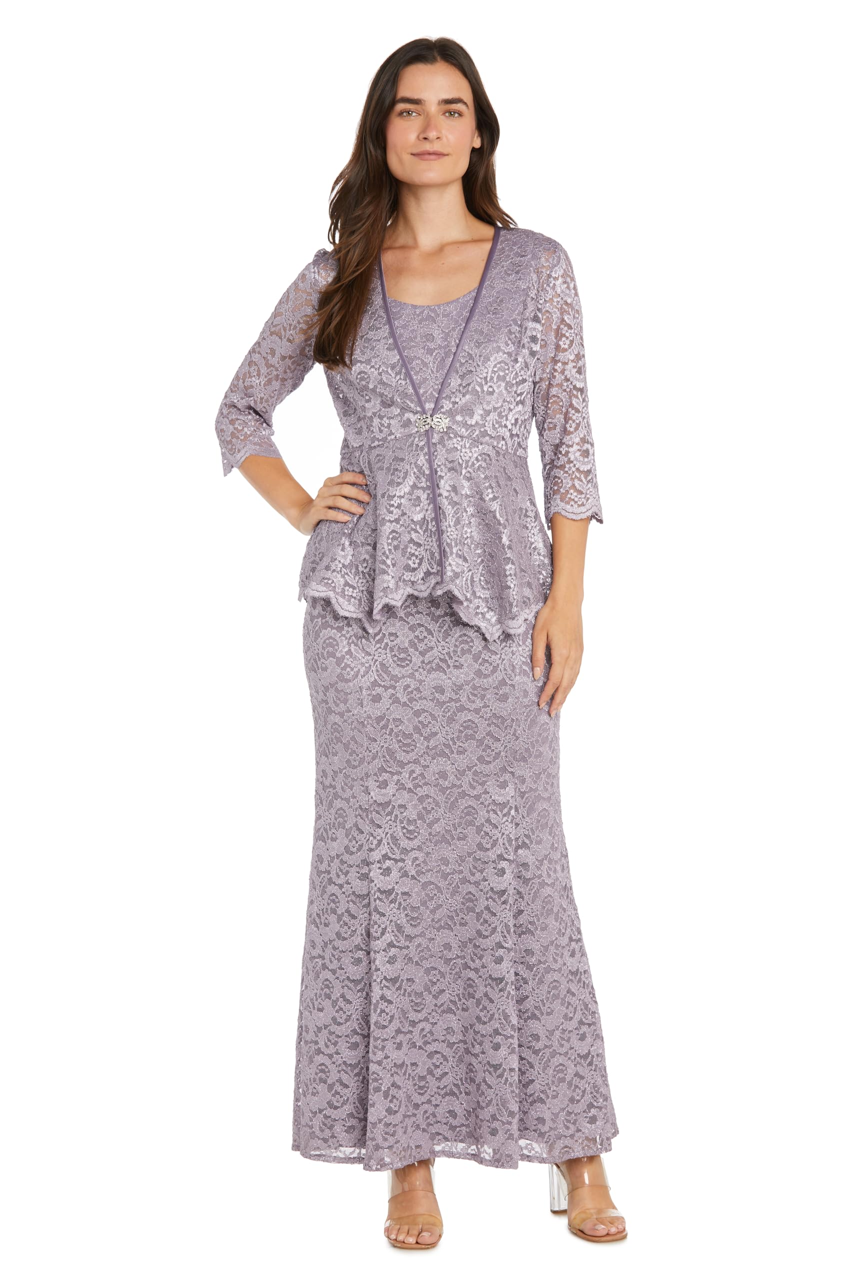 R&amp;M Richards Women's Eterna Glitter Peplum Jacket Dress