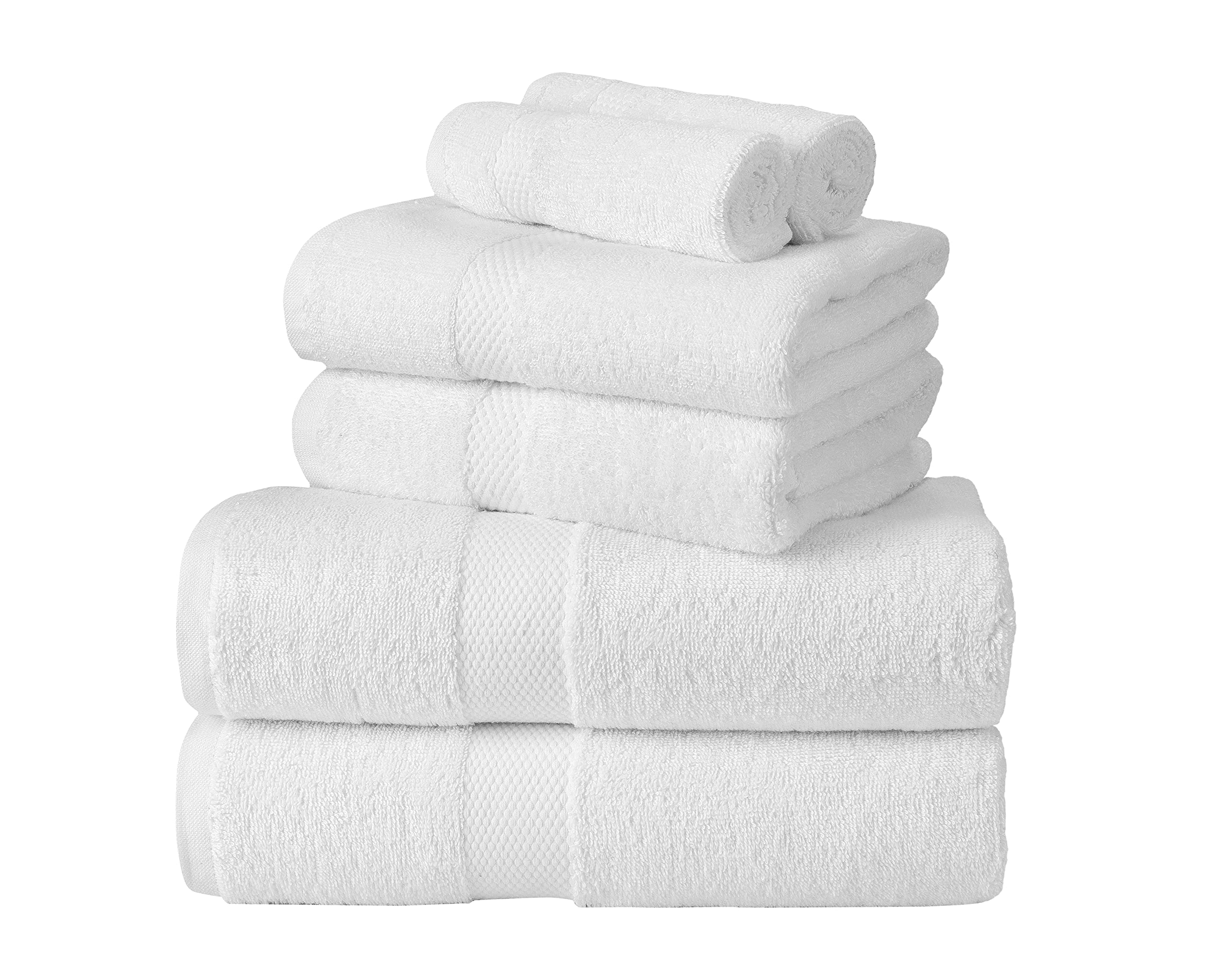 La Maison 100% Egyptian Cotton 600GSM Superior Towel Bale Set Hand Towel Bath Towel 6 Piece Super Soft Everyday Use (White)