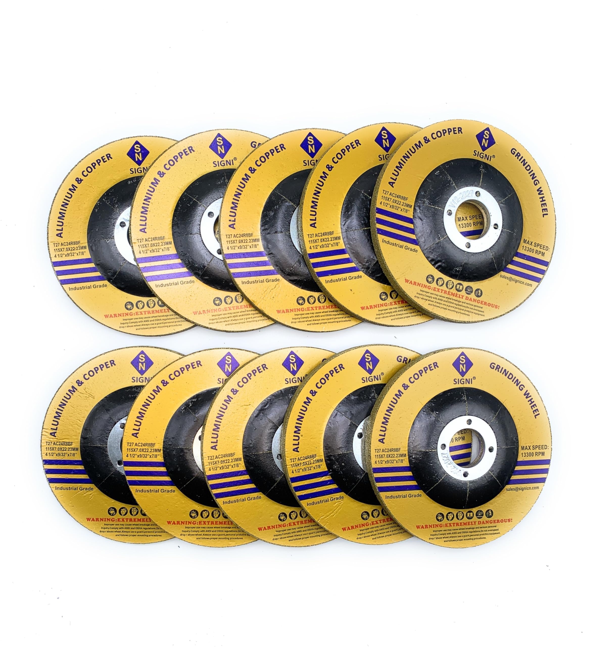 Disco abrasivo para disco de rueda de molienda para aluminio cobre latón y otros metales no ferrosos suaves, 10 unidades