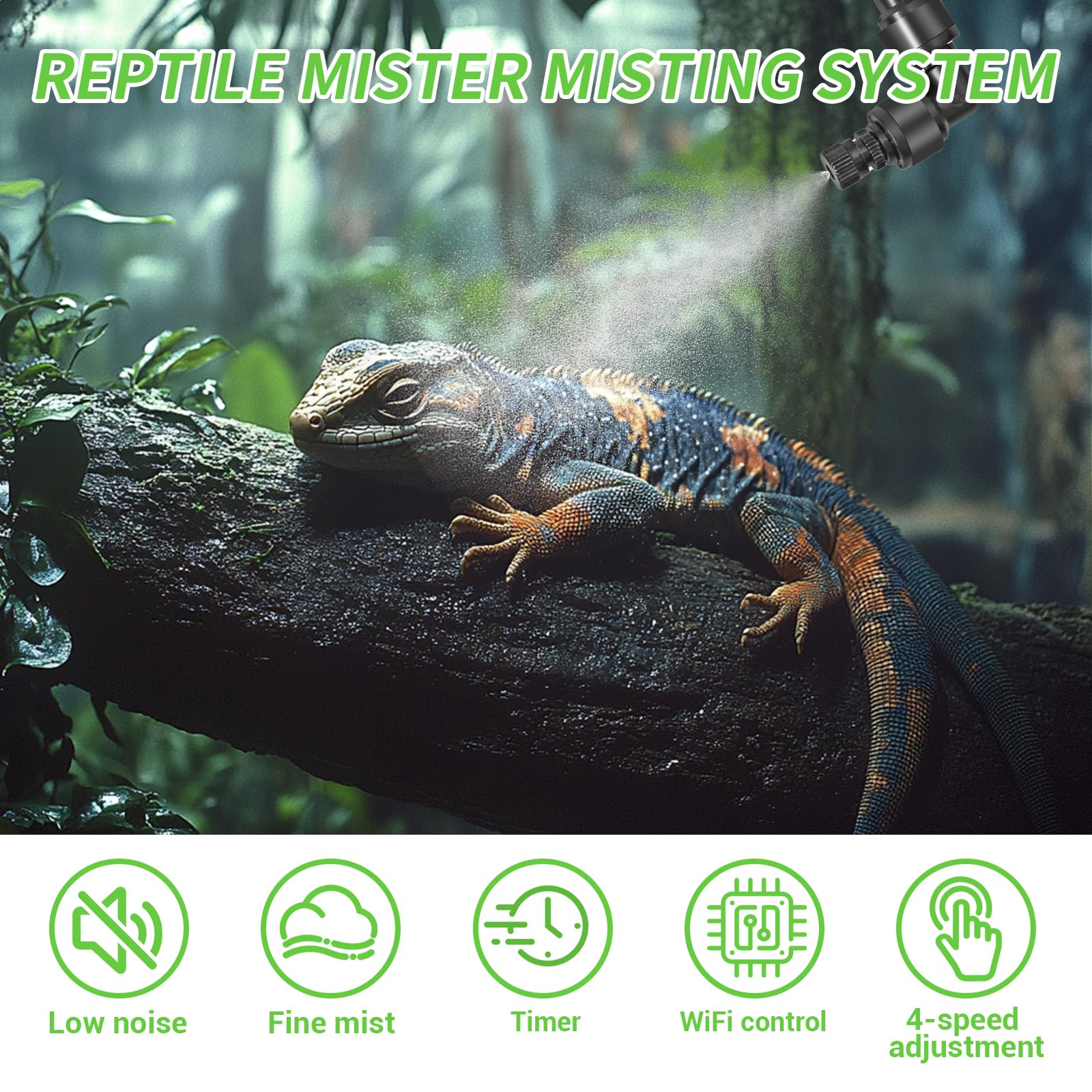 Système d'arrosage intelligent pour terrarium avec minuterie et 4 buses réglables 360°