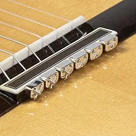 Contas de guitarra acústica de flamenco clássico em metal prateado para cordas de nylon da Alba Guitar Beads