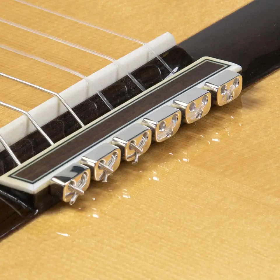 Contas de guitarra acústica de flamenco clássico em metal prateado para cordas de nylon da Alba Guitar Beads