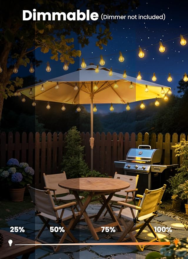 Tira de luces LED para exteriores 100 pies 50 bombillos G40 miniatura 4