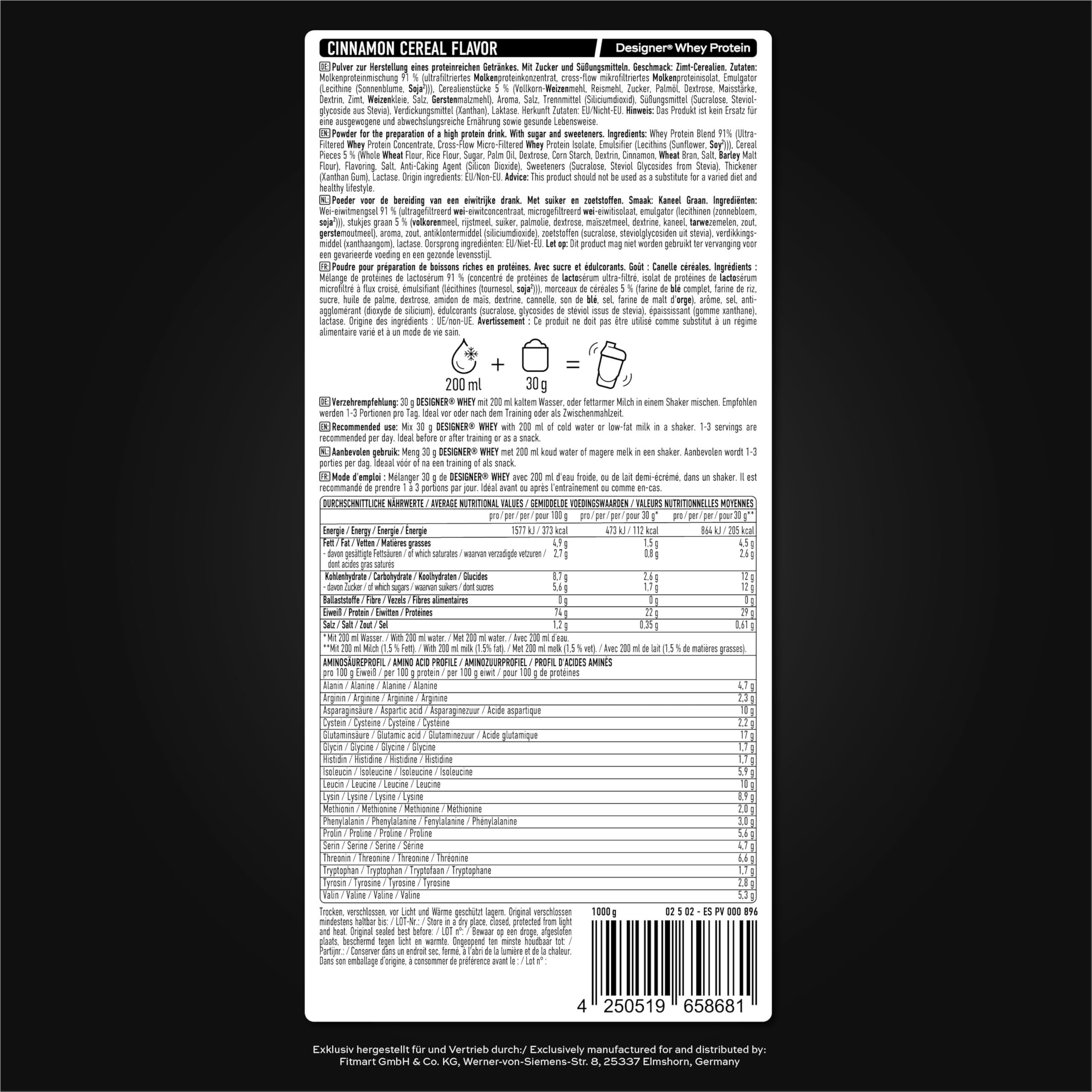 ESN Designer Whey Pulver, Cinnamon Cereal, 1000g