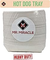 Vista 3 de Mr Miracle Bandeja de papel para perros calientes de 7 pulgadas en color blanco. Paquete de 100. Desechable, reciclable y totalmente biodegradable.