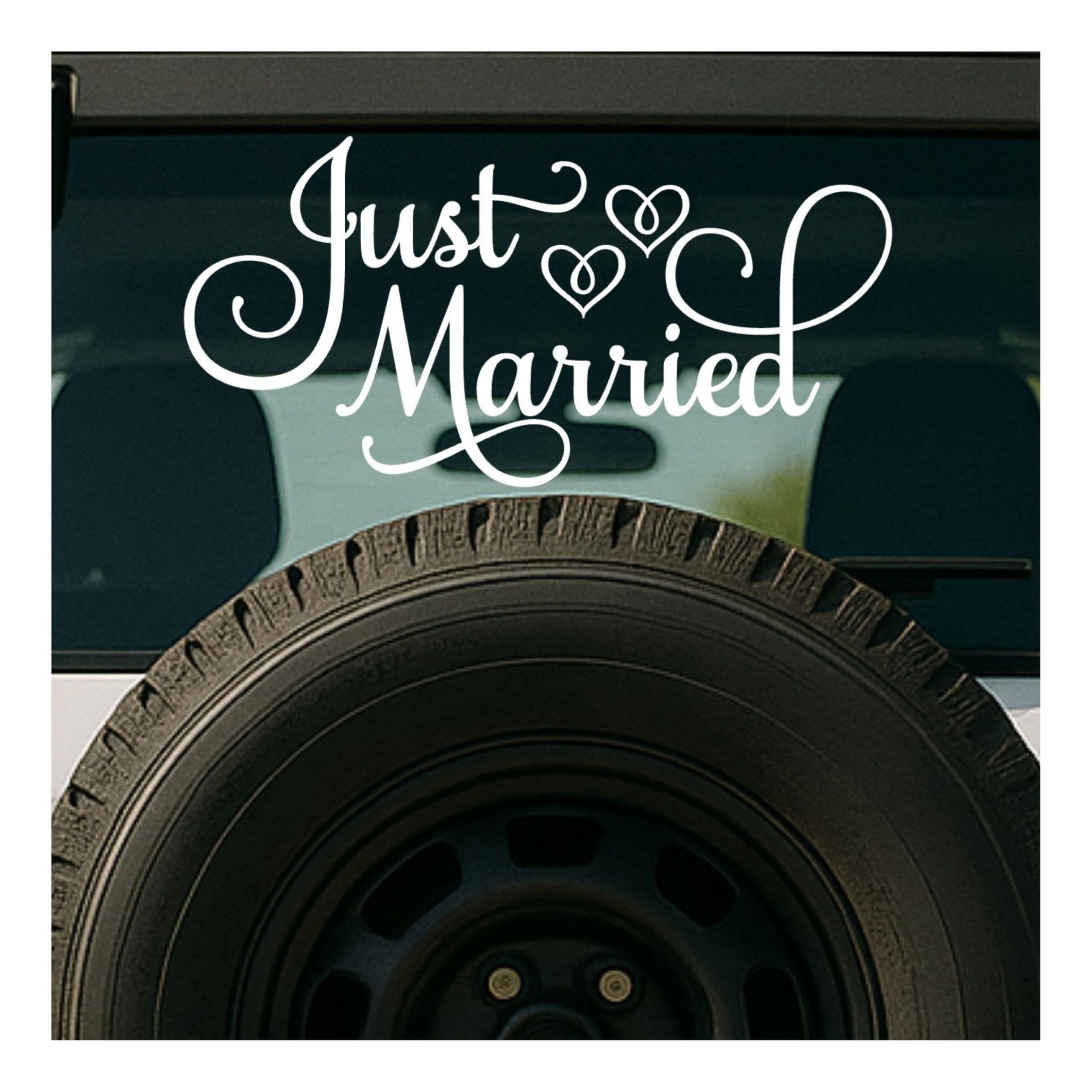 Just Married Car Decal, Wedding Day Car Decor, Just Married Decorations, White 24" Wx12 H