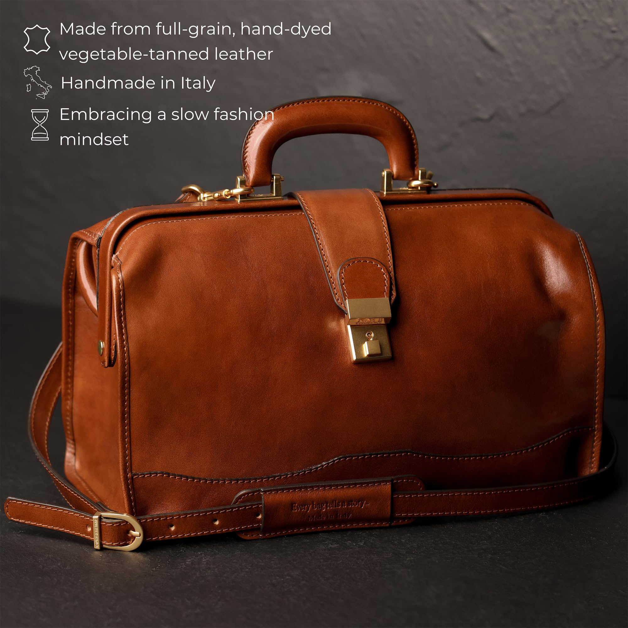 Time Resistance Bolso de Médico de Piel - Bolso de Mano de Piel Estilo Vintage - Maletín de Piel para Hombre y Mujer