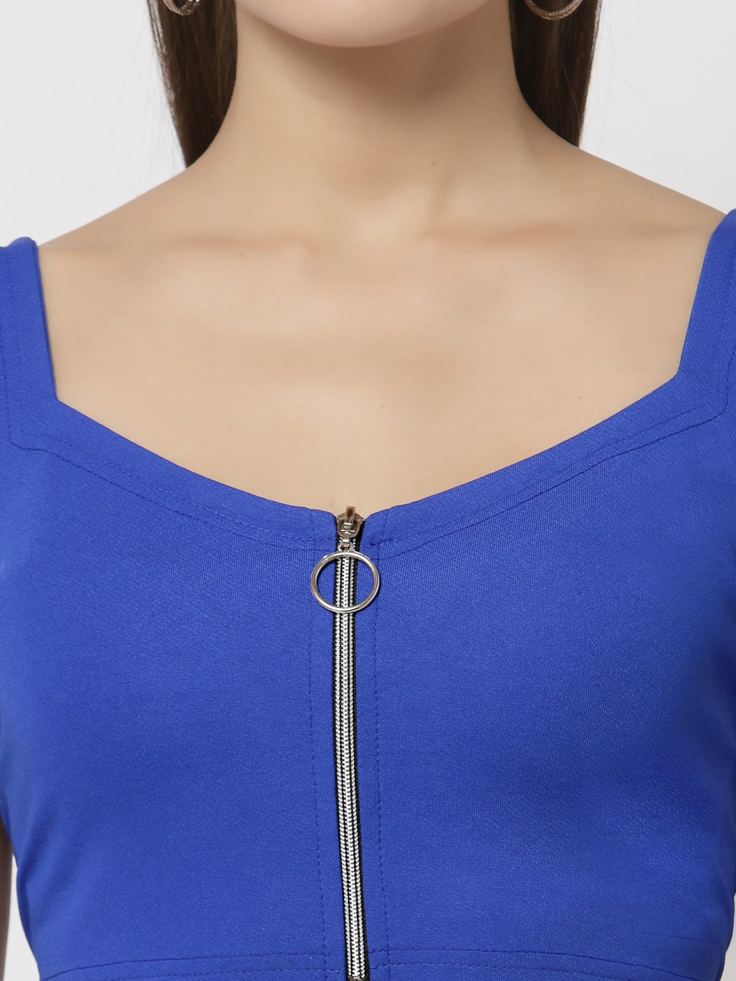 POPWINGS Solides lässiges, ärmelloses, bauchfreies Oberteil mit normaler Passform für Damen mit Kette vorne, bauchfreies Oberteil für Damen, stilvolle Western-Sommerkleidung