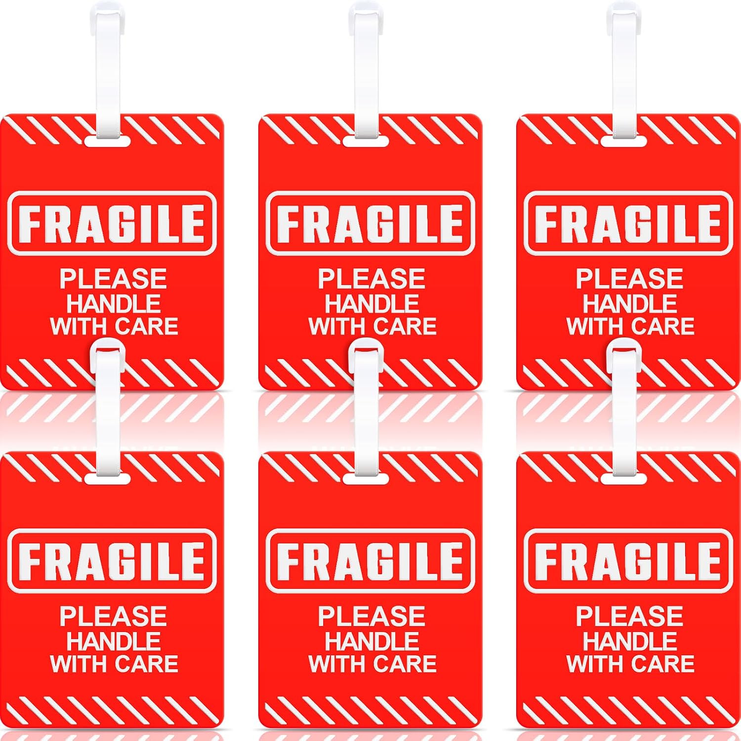 Barydat 6 Pcs Fragile Luggage Tags for Suitcases 5 x 4 Inches Bright Travel Bag Tag Glitter Luggage Tag for Women Men