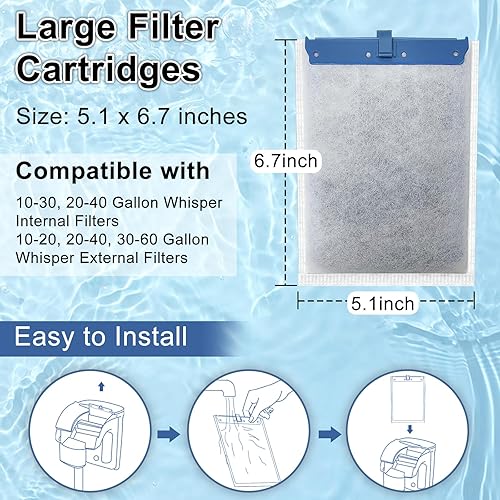 Miniatura 2 de Paquete de 6 cartuchos de filtro para filtros Tetra Whisper Bio-Bag, cartuchos de filtro de repuesto grandes para acuarios compatibles con filtros