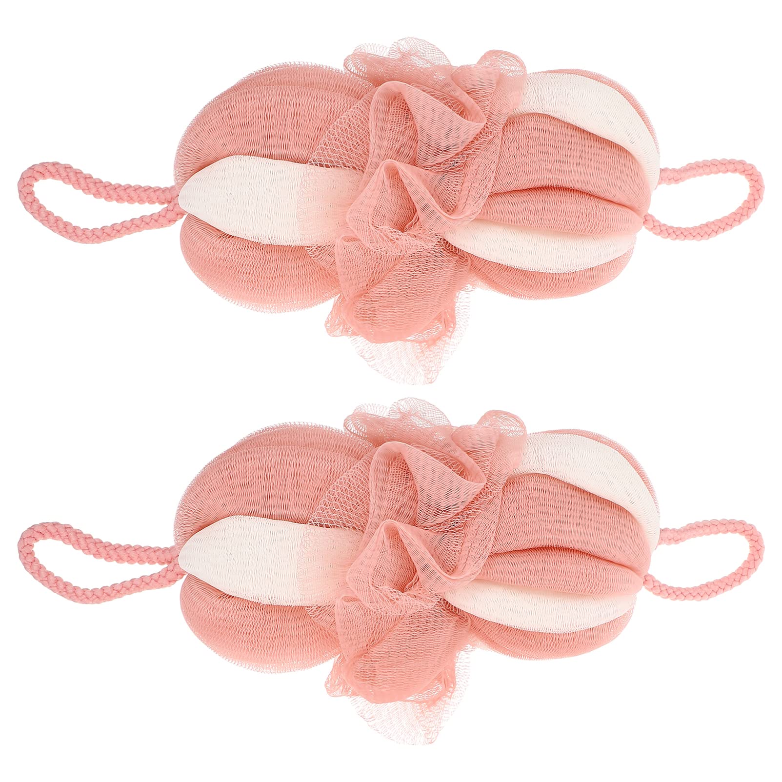 KALLORY 2pcs Long Bath Flower Sponges Adorable Shower Bath Balls for Skin Care