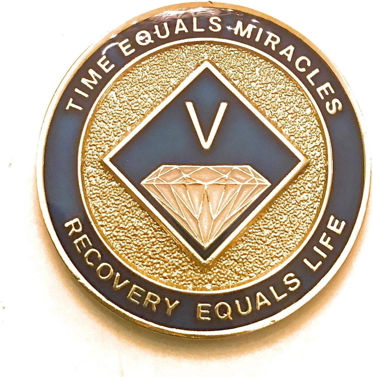 5 Year NA Blue & Gold Diamond Style Recovery, Clean, Medallion, Chip, Token