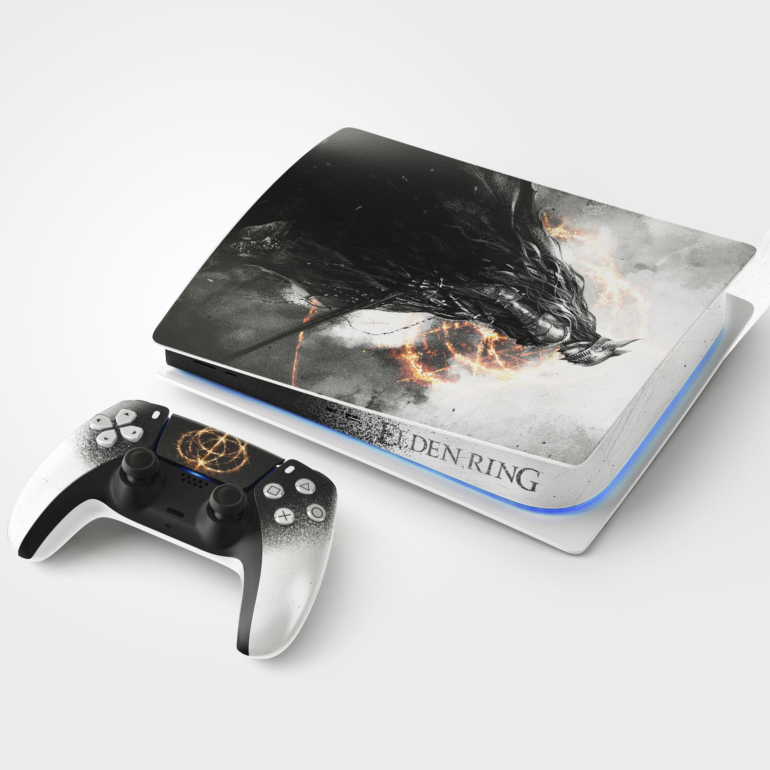 Adesivo PS5 Elden Circle, adesivo per PS 5, console e controller, edizione disco standard, skin MALENIA (1 controller)