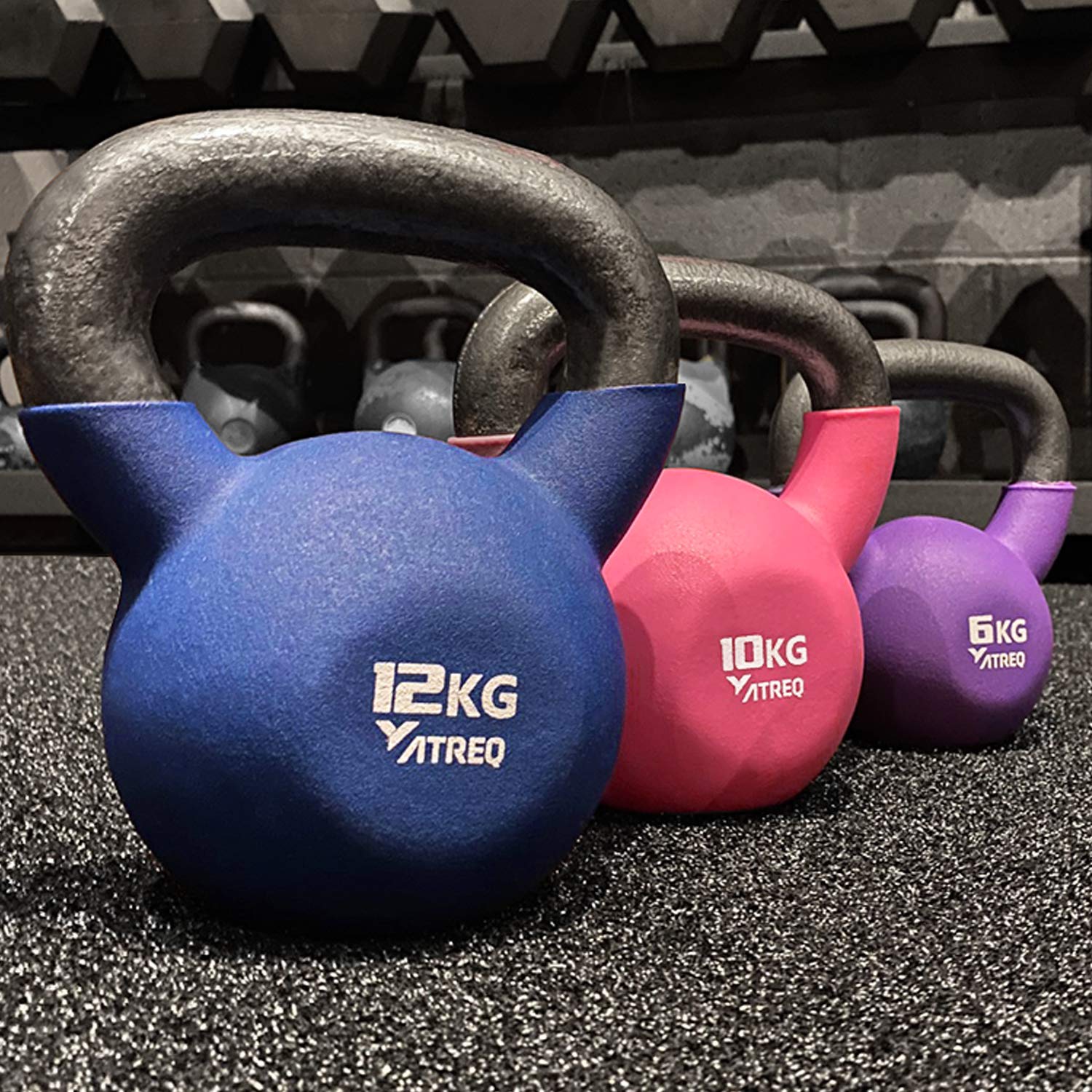 Hantle Kettlebell z neoprenu [każdy] • Świetny sprzęt do zastosowania we wszystkich programach fitness • Kodowane kolorami dla łatwiejszego rozpoznania wagi (14 kg)