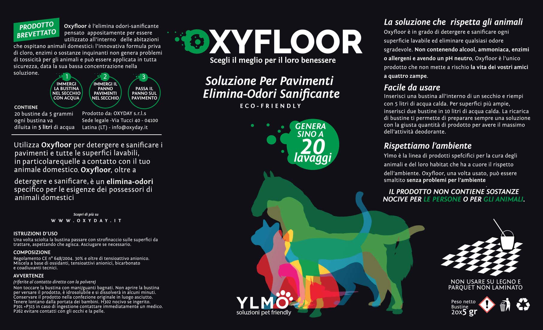 YLMO OXYFLOOR Soluzione elimina odori e sanificante per Pavimenti | Non tossico per l'Uomo e per Gli Animali | Senza Cloro ne ammoniaca (Limone)