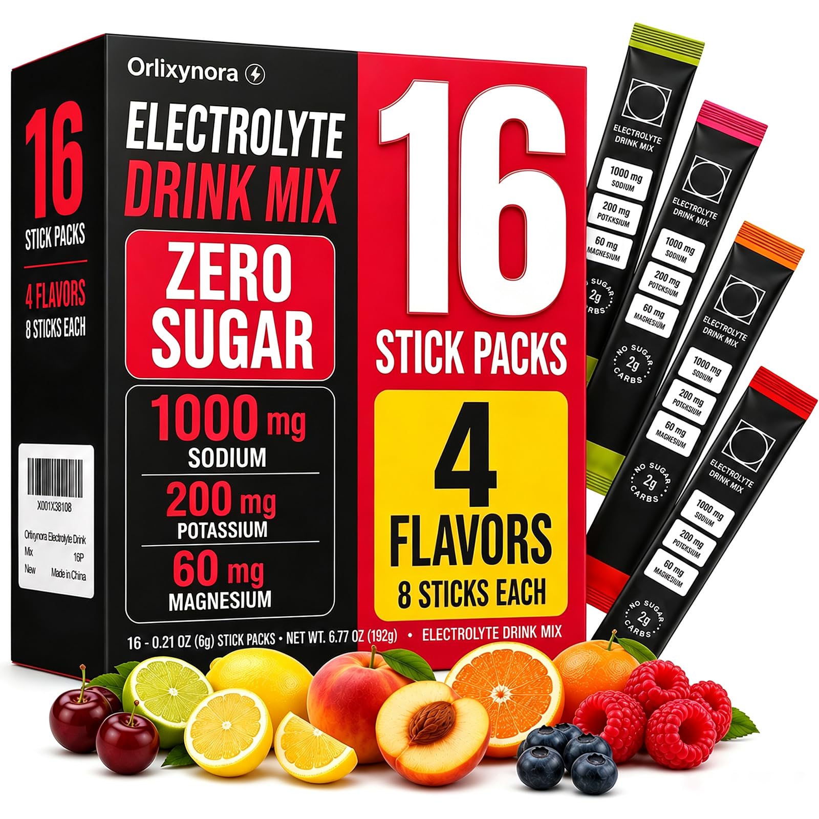 Electrolyte Drink Mix, Zero Sugar Powder, 32 Stick Packs, 4 Flavors — Amazon image 9