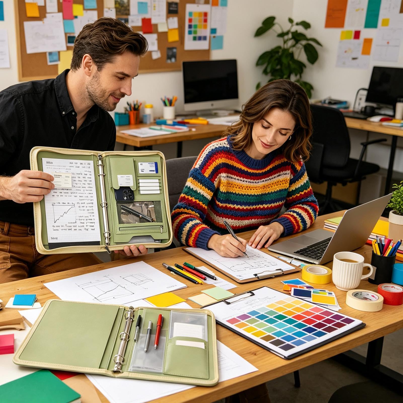 Classeur A4 – Organiseur de documents en cuir PU | Dossier d'affaires zippé