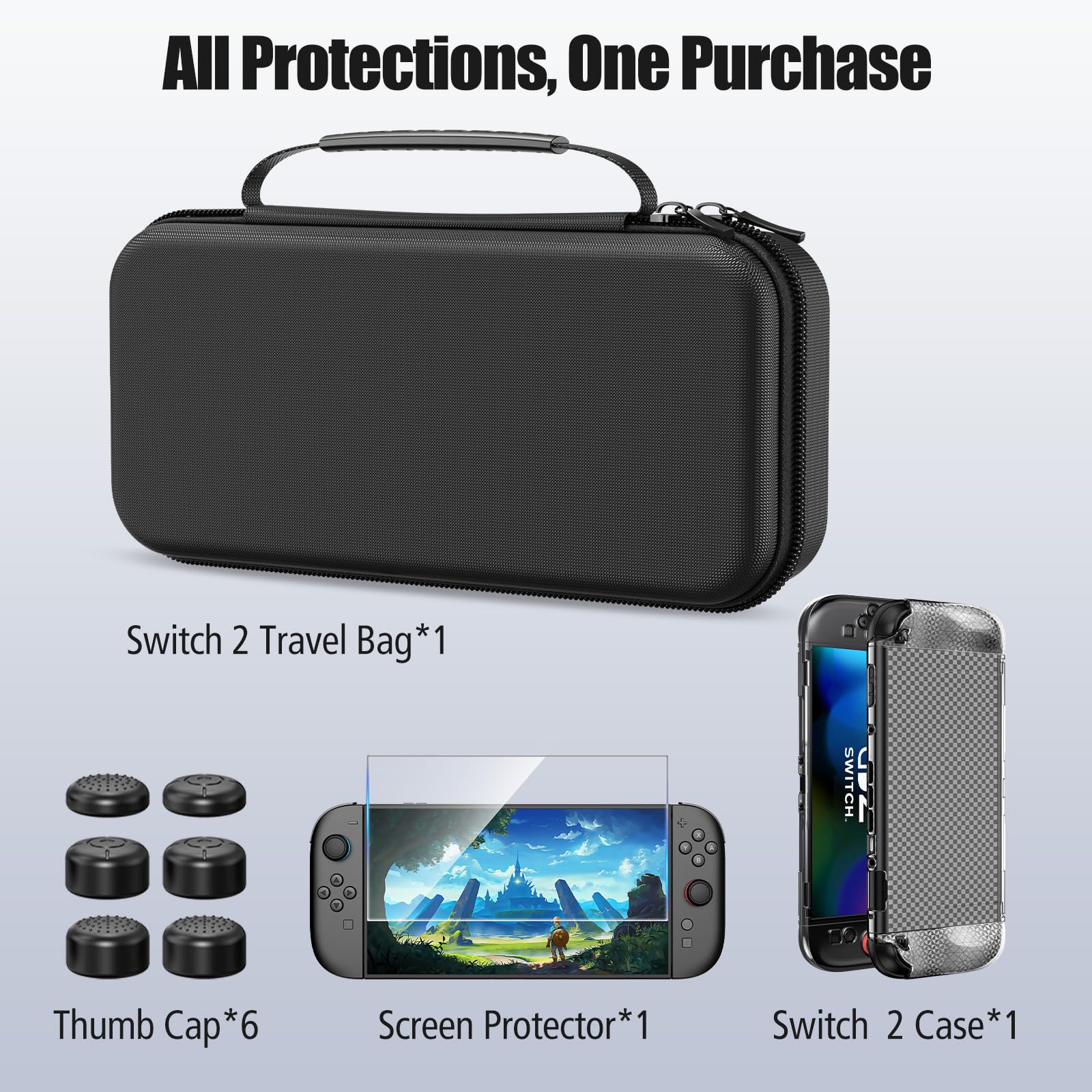 HEYSTOP [30 pezzi] Custodia per Nintendo Switch 2 Kit di Accessori Custodia da Viaggio Switch 2, Switch 2 Dockable Cover Protettiva con Protezione Dello Schermo Switch 2 per Console Nintendo Switch 2
