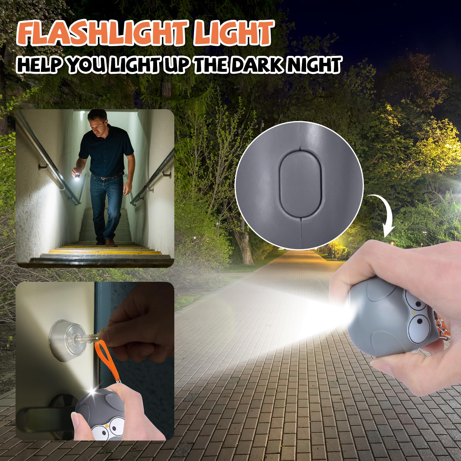 Qoosea 2 allarmi personali con allarme tascabile da 130 dB di emergenza, allarme di sicurezza personale, portachiavi con luce a LED, per bambini e donne anziane