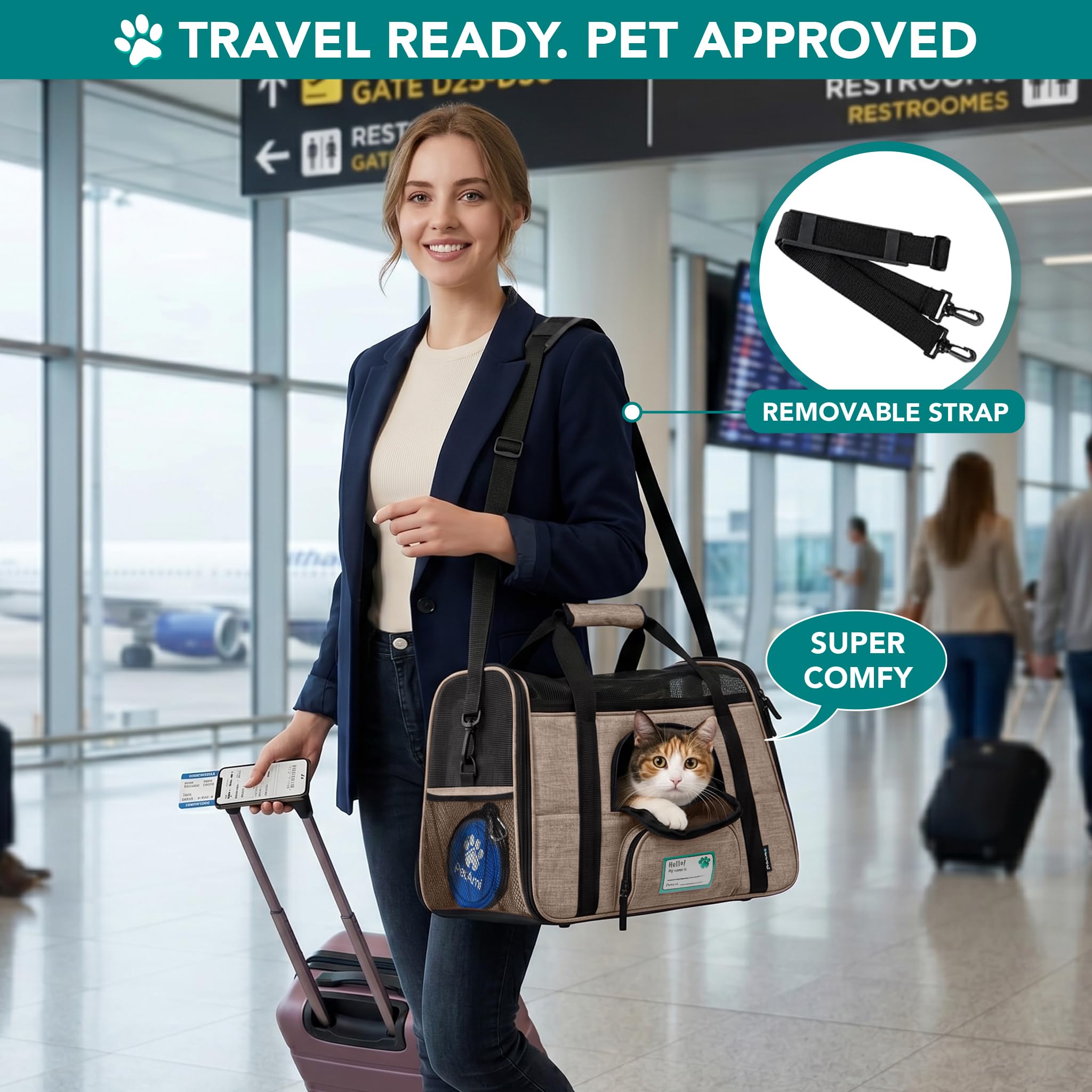 Amazon.com : PetAmi Airline Approved Pet Carrier for Cats & Small