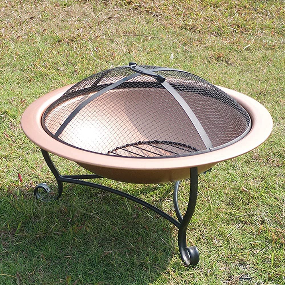 Palenisko na zewnątrz, palenisko tarasowe z ochroną przed iskrami - 50 cm (20 cali) z metalowym statywem, kolor różowe złoto