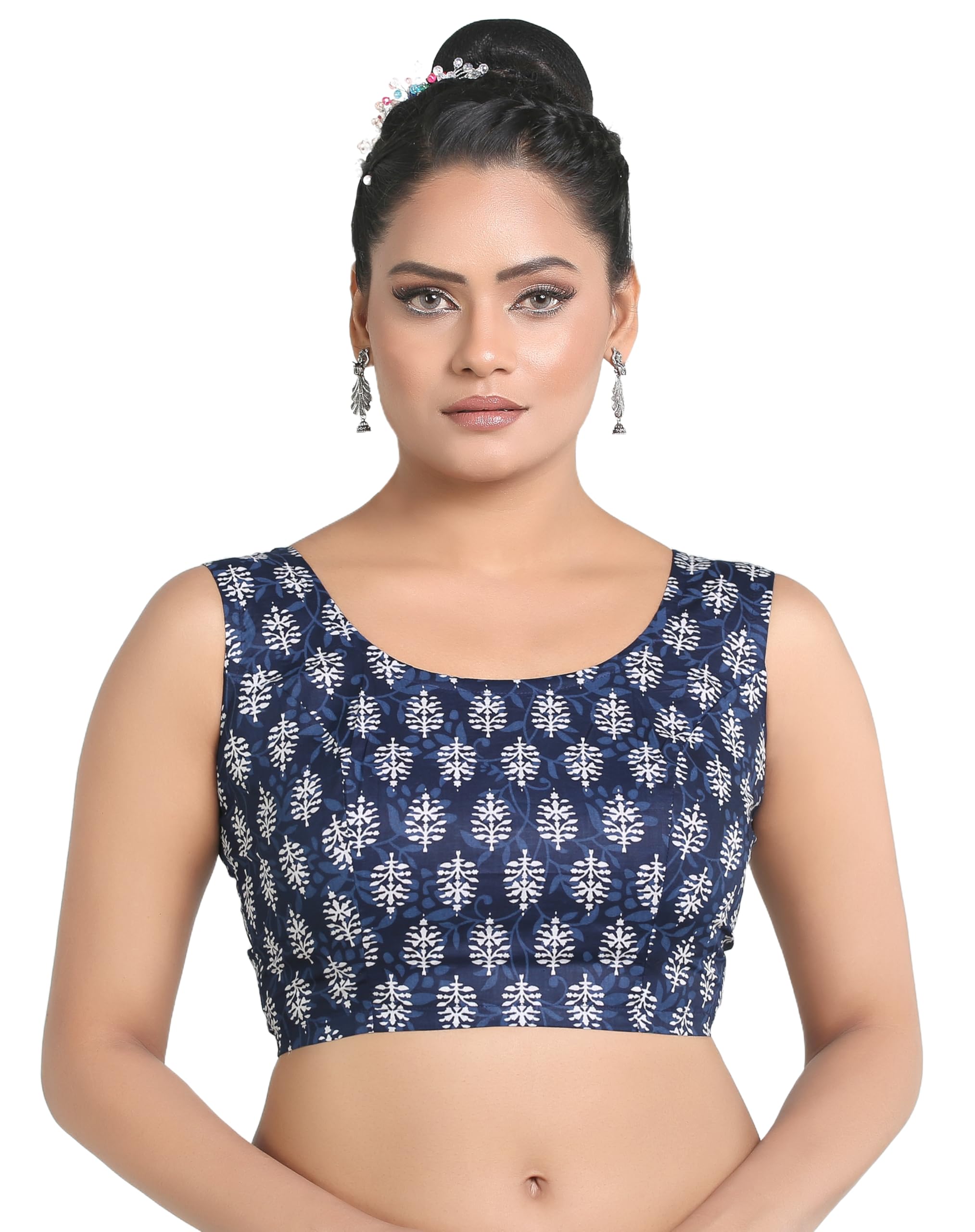 Womens Cotton Printed Readymade Sleeveless Blouse-image-38