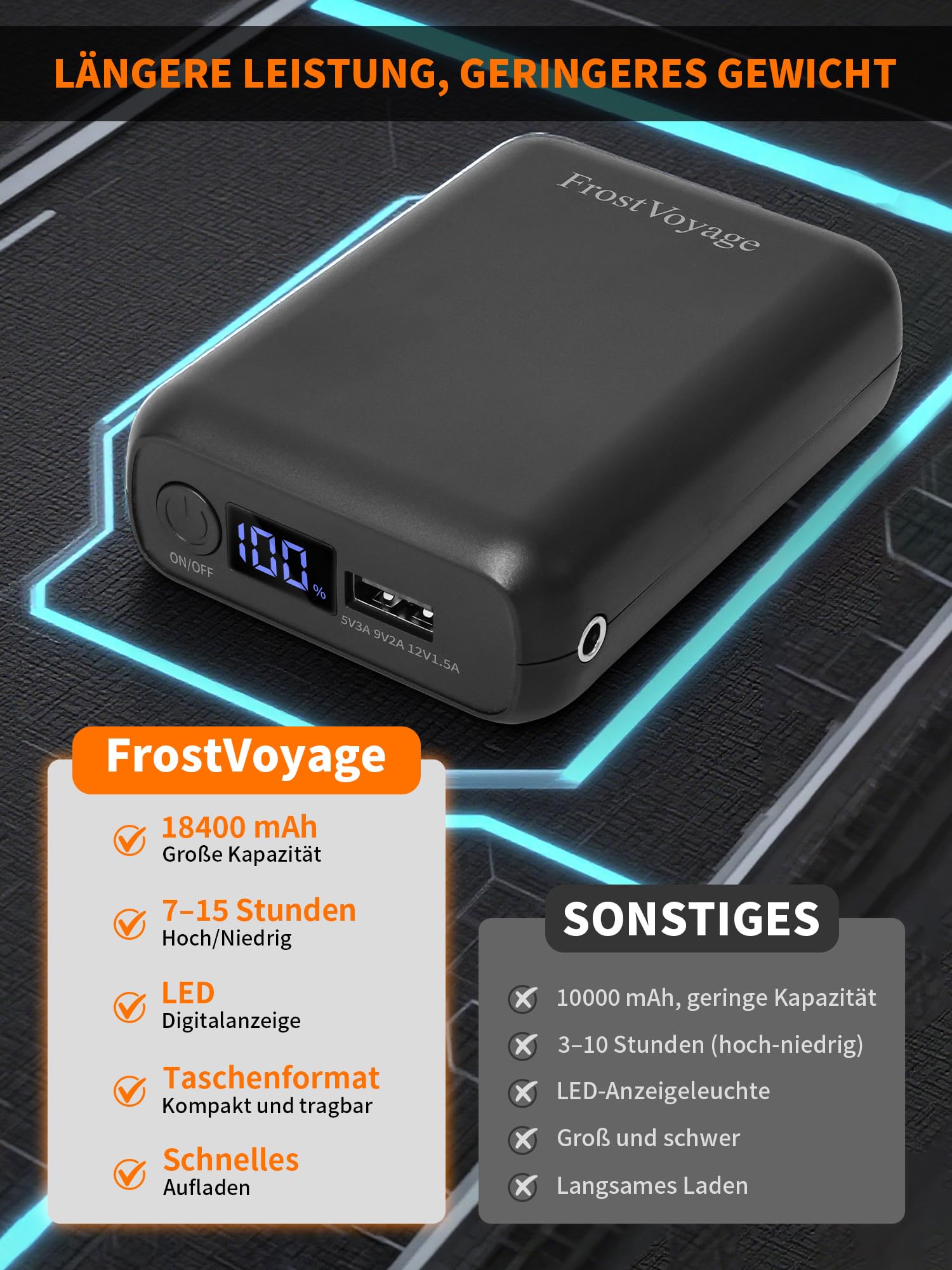 Gilet riscaldabile in pile con power bank ricaricabile da 18400 mAh, 10 zone di calore, 3 modalità di riscaldamento, carica DC