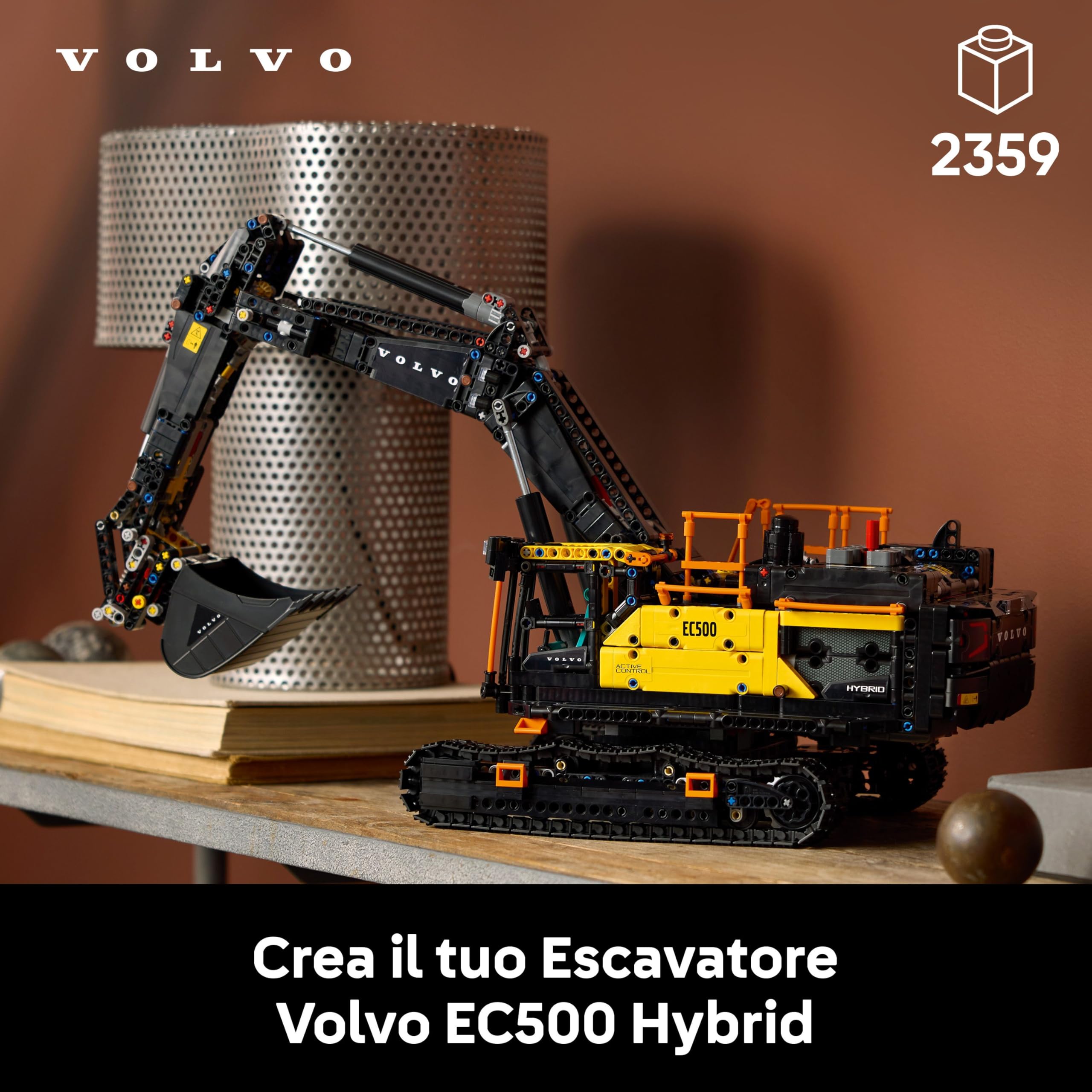 LEGO Technic Escavatore Volvo EC500 Hybrid - Kit di Modellismo da Costruire per Adulti - Veicolo da Cantiere Motorizzato con Braccio e Cingoli Mobili, e Attrezzi Intercambiabili - Idea Regalo - 42215