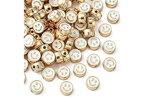 LiQunSweet Smiley Face Beads: 100 Pcs of Enamel-Crafted Smiles for Bracelets