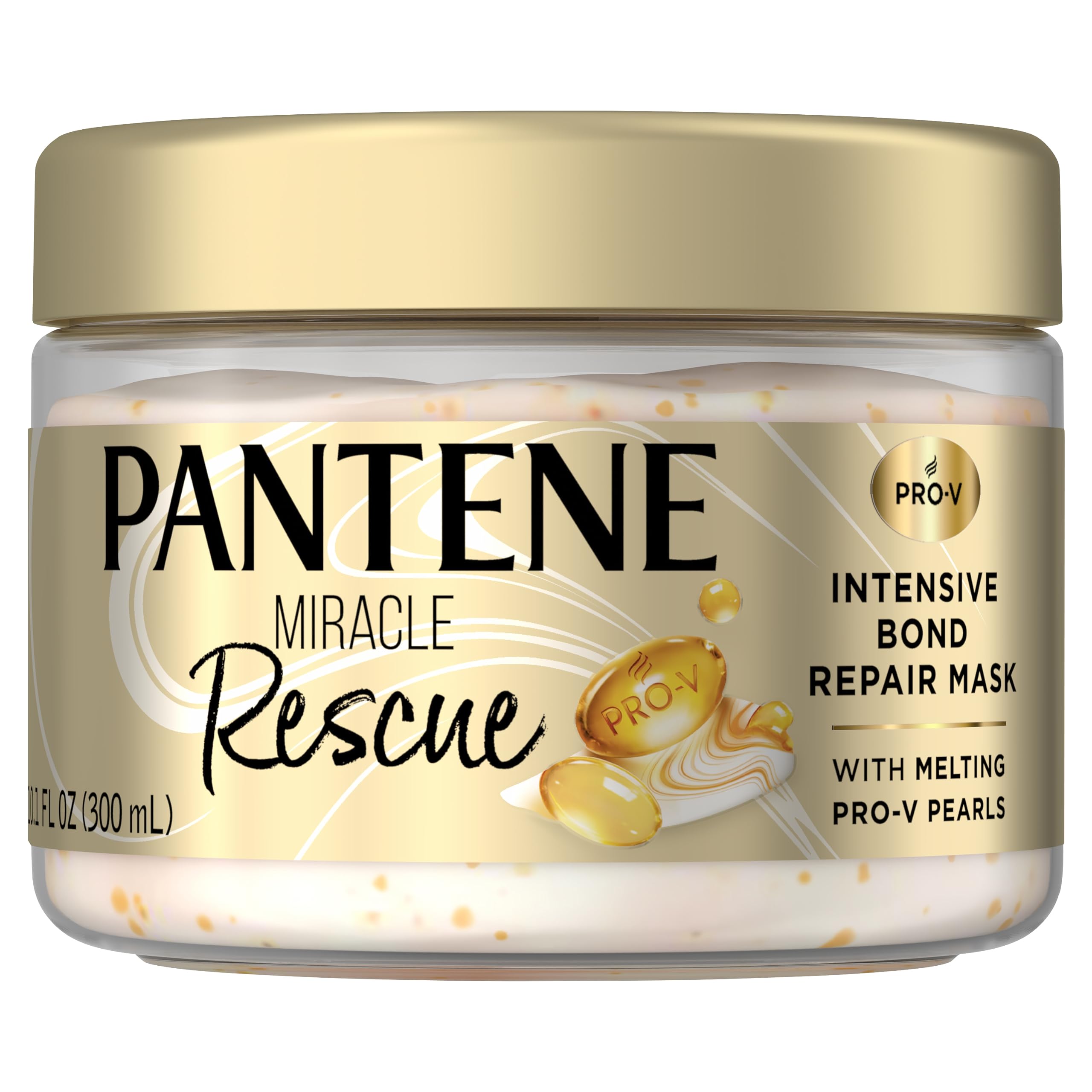 Pantene Miracle Rescue Hair Mask, Intensive Bond Repair with Melting Pro-V Pearls, Melts Away Damage, Builds Bonds, Strengthens Against Damage, Deep Conditioning for Dry Damaged Hair, 10.1 fl oz