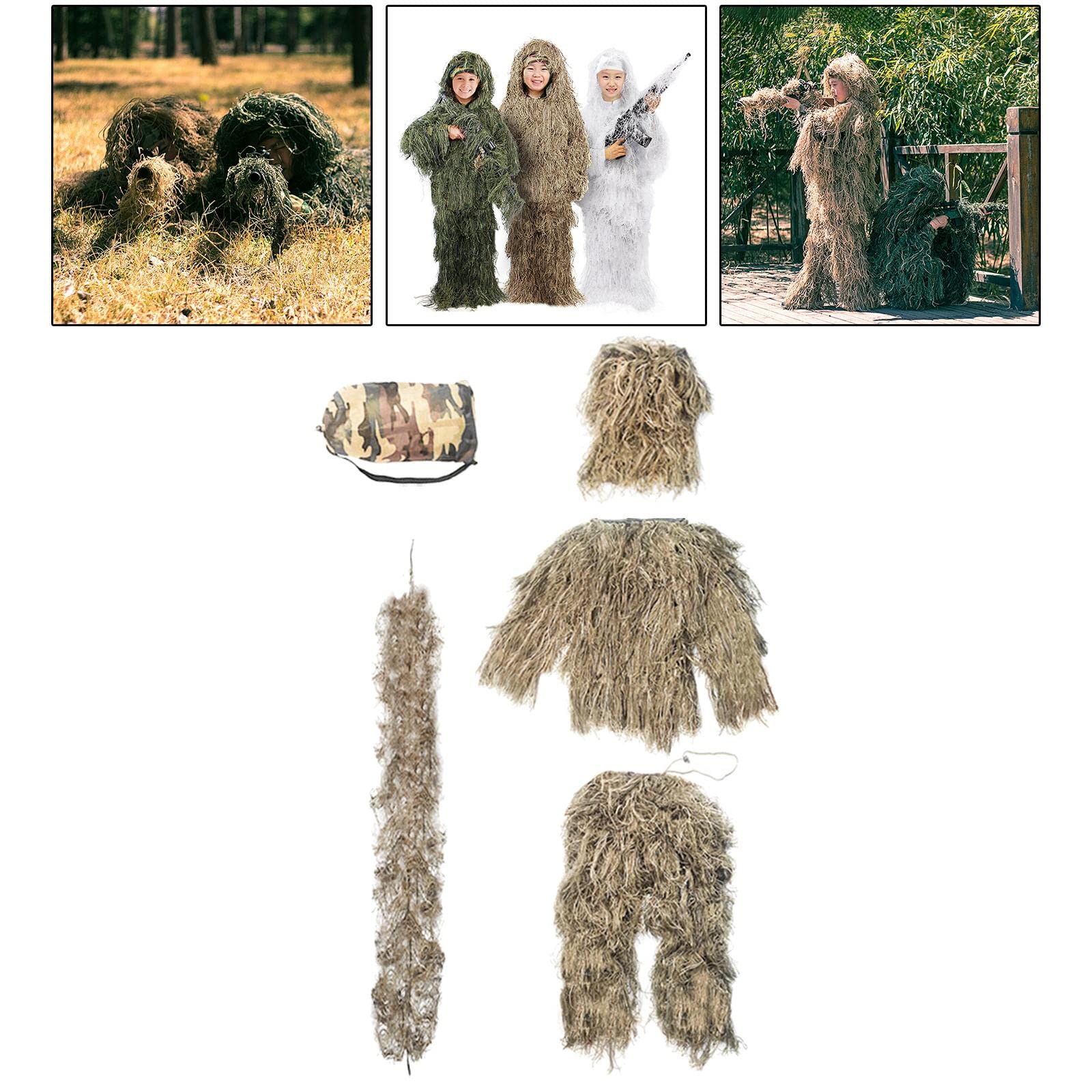Almencla Tenue de pour Enfants, Jeu de Guerre, Jungle, Marron 110~140 CM