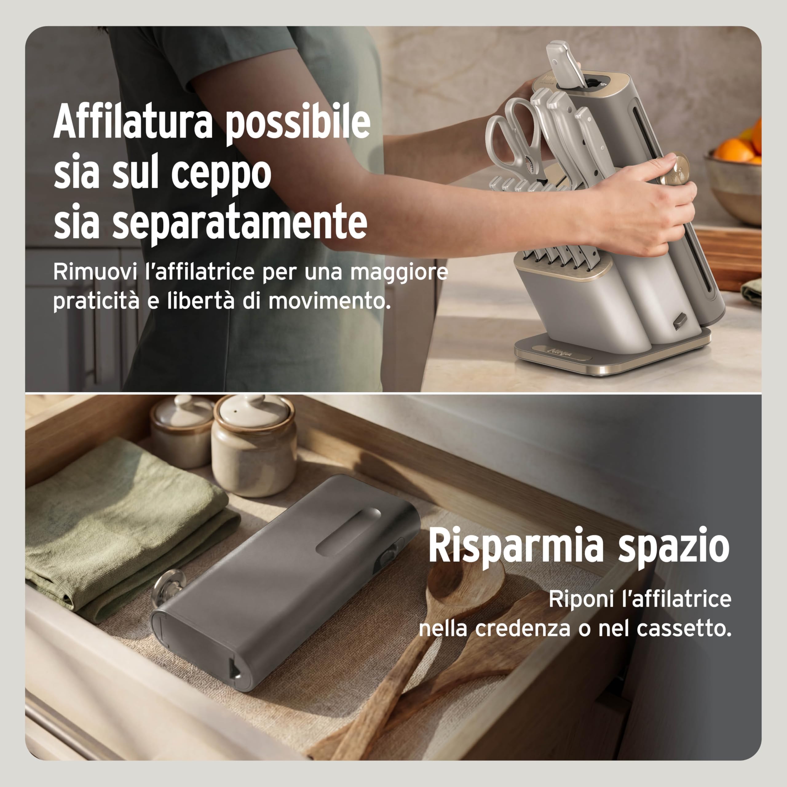 Ninja Set di coltelli StaySharp da 13 pezzi Oro chiaro, NK32013EUUKSD1 | con affilatrice rimovibile