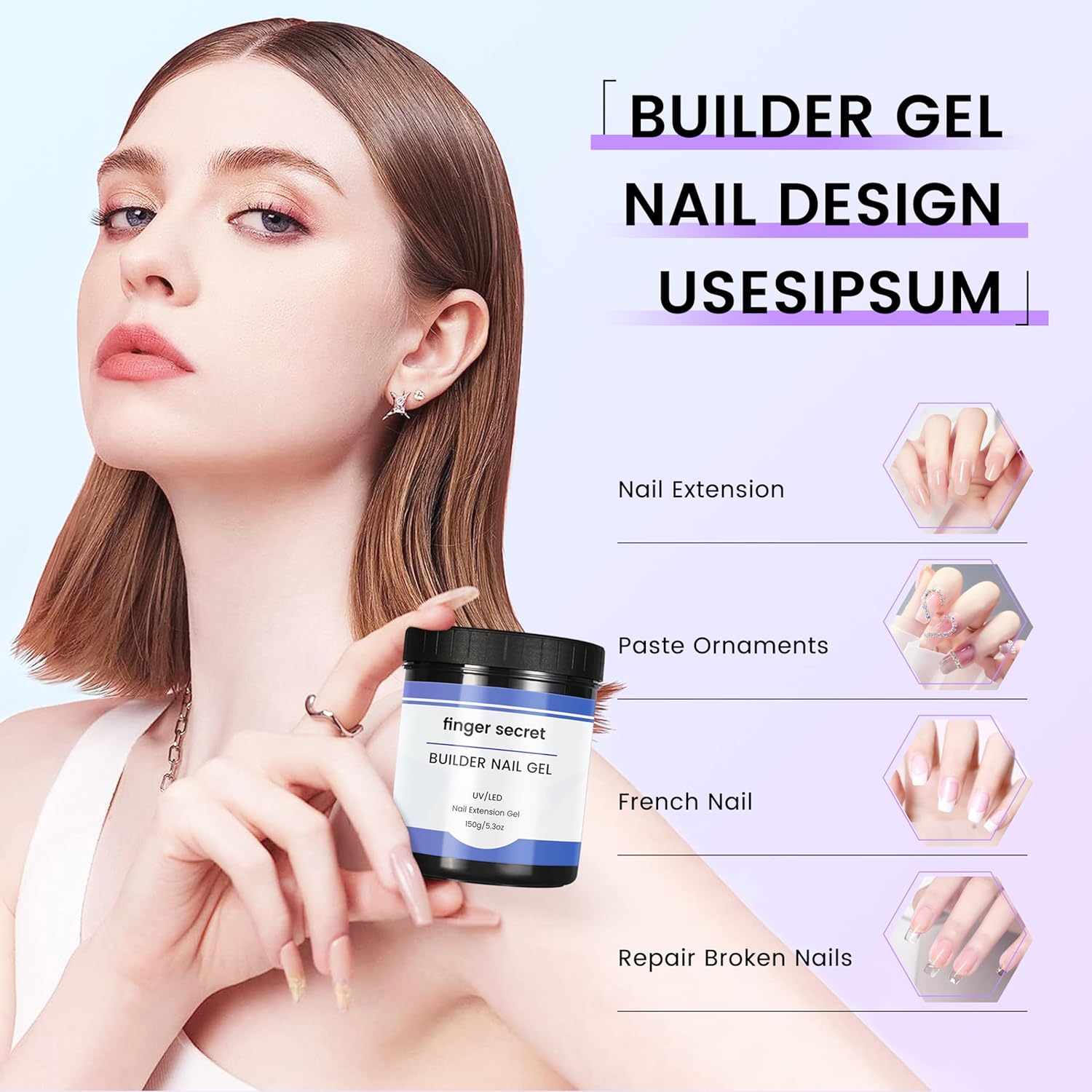Hard Gel For Nails Builder Gel for Nails,White Transparent Pink Nude 3D Sculpting for Nail Extension & Builder 5.3fl.Oz/150g