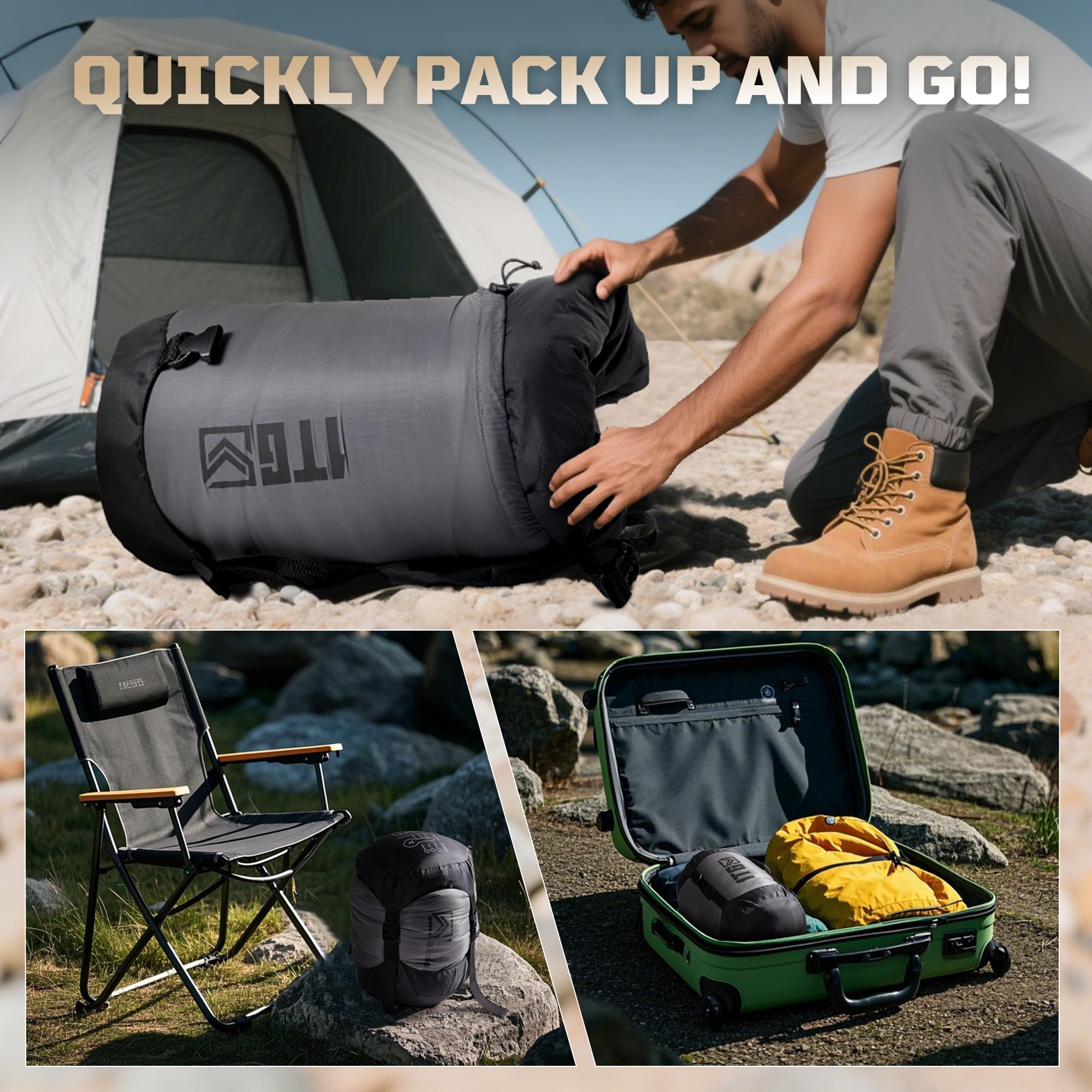 Mummy Sleeping Bag, Ultralight 4‑Season Sleeping Bag for for Adults, Military, Lightweight & Windproof, Cold Weather with Adjustable Hood, Phone Pocket for Camping, Hiking, Traveling
