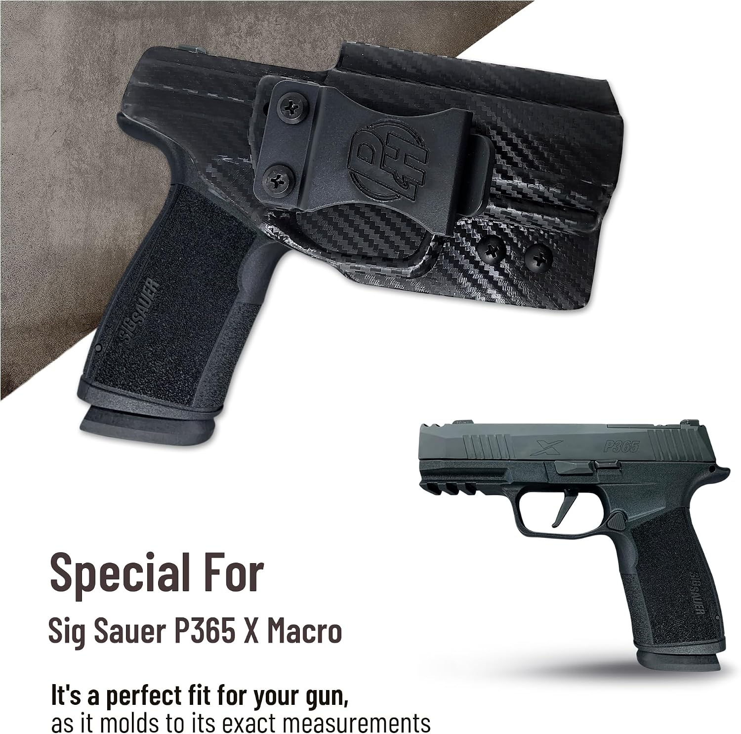 Kydex Sig P365 X Macro Holster. Ambidestroux Kydex X Macro Sig P365 Holster IWB. Concealed Holster