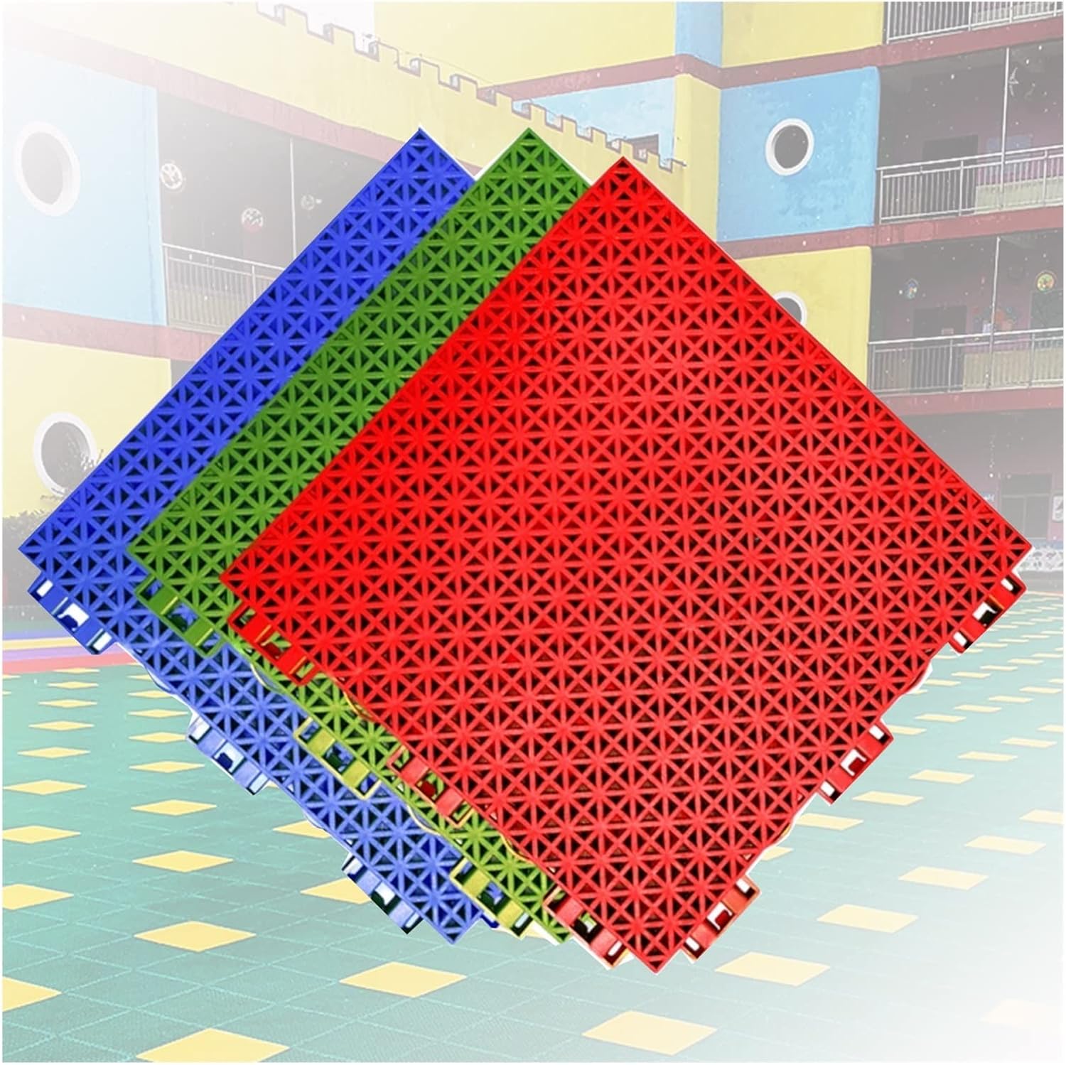 VXHCS Floor Interlocking Tiles Outdoor Floor Tiles Sports Mat, Waterproof Tiled