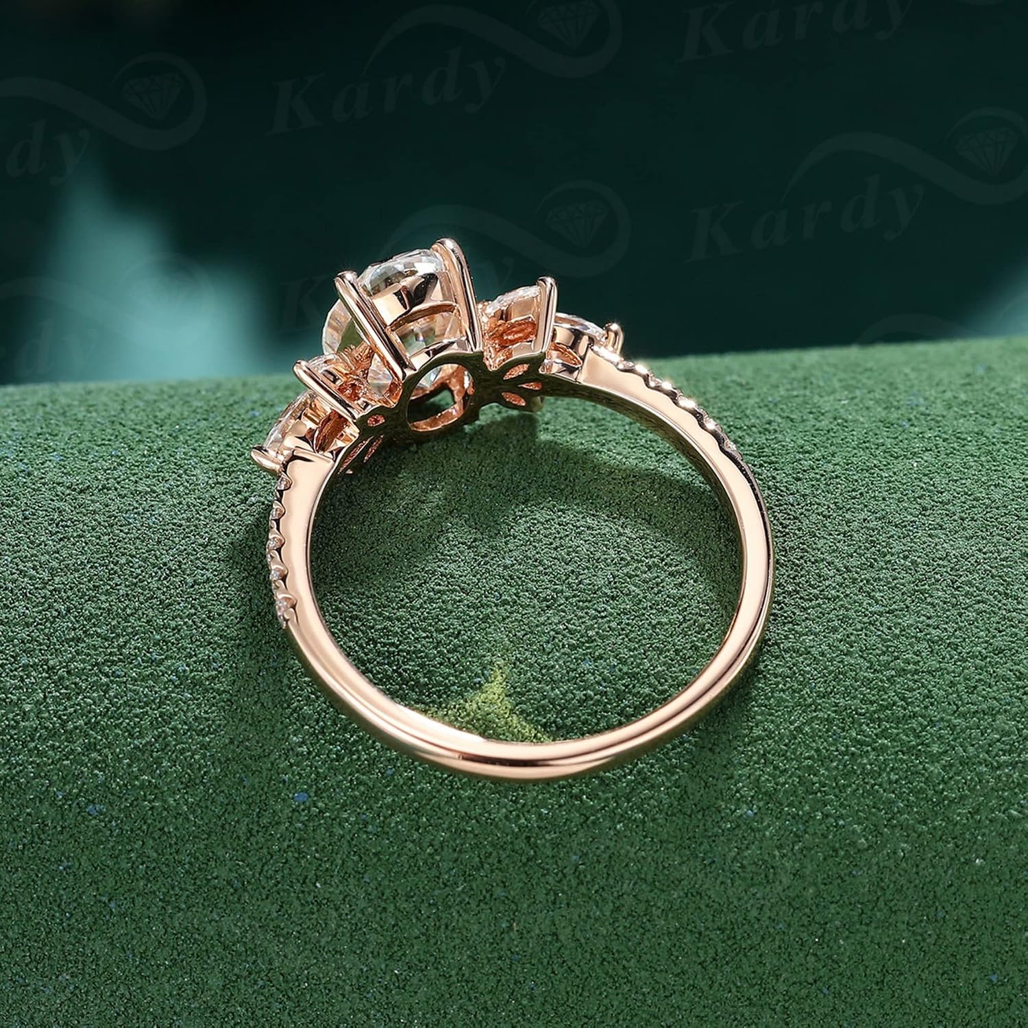 Kardy Oval Moissanite Engagement Rings,Unique Butterfly Wedding Band for Women, Art Deco Rose Gold 925 Silver Anniversary Ring with Certificate
