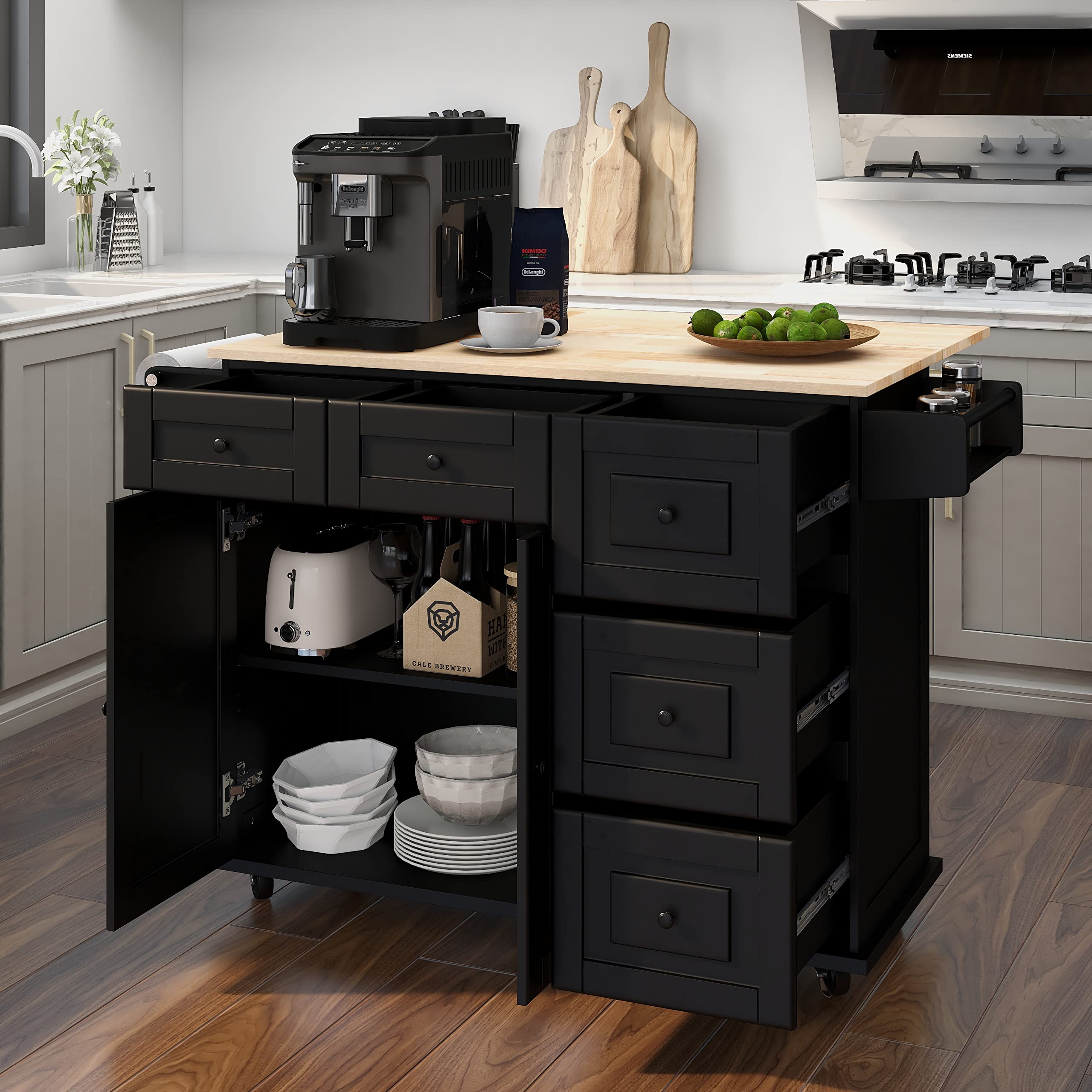 Buy HOMREST Kitchen Island with Drop Leaf,Kitchen Cart Rolling Mobile