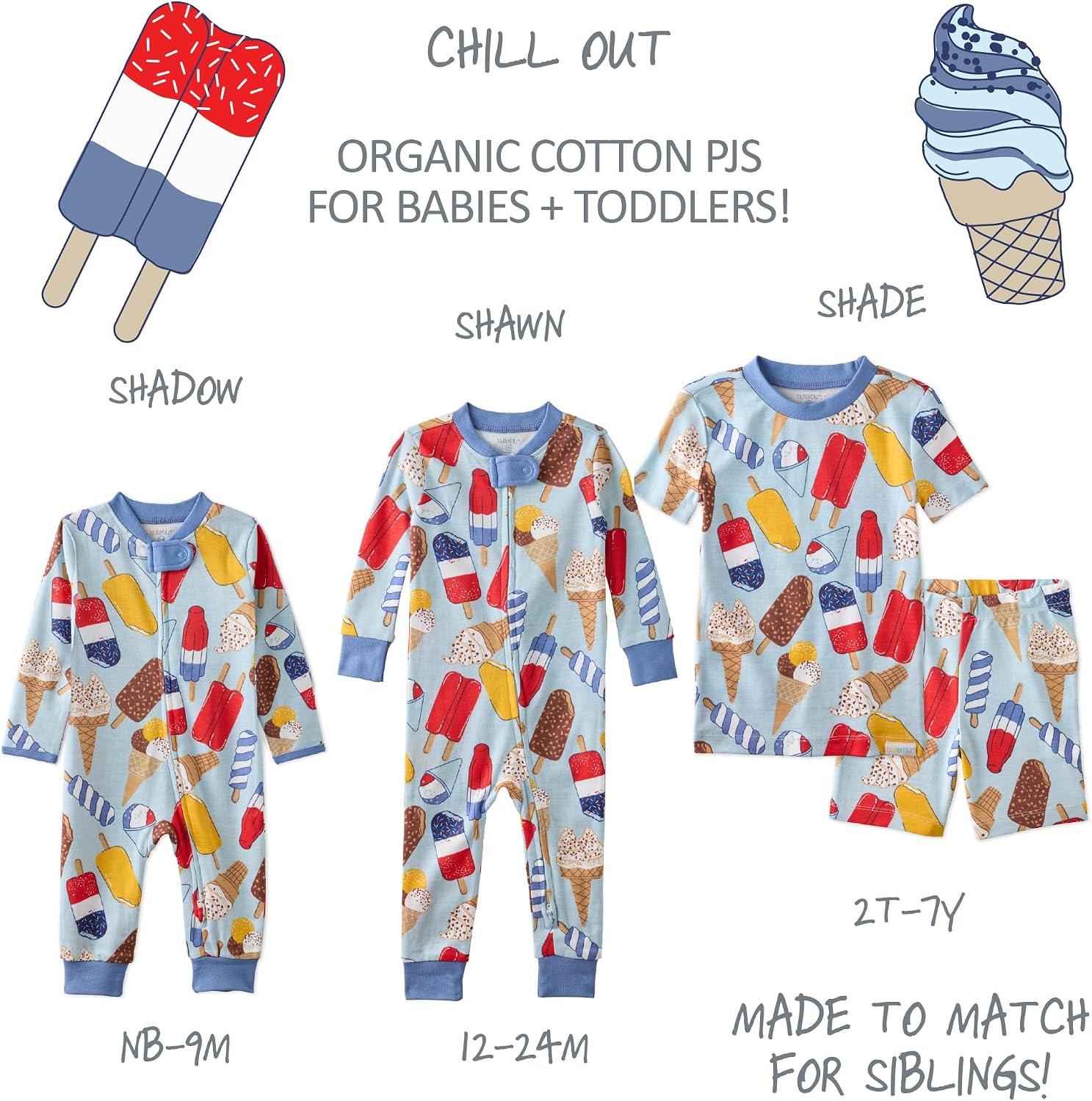 Butterblu Shawn Snug-fit Footless Baby Pajamas One-Piece 100% Organic Cotton Zip Front Sleeper PJs for Baby Boys & Girls​