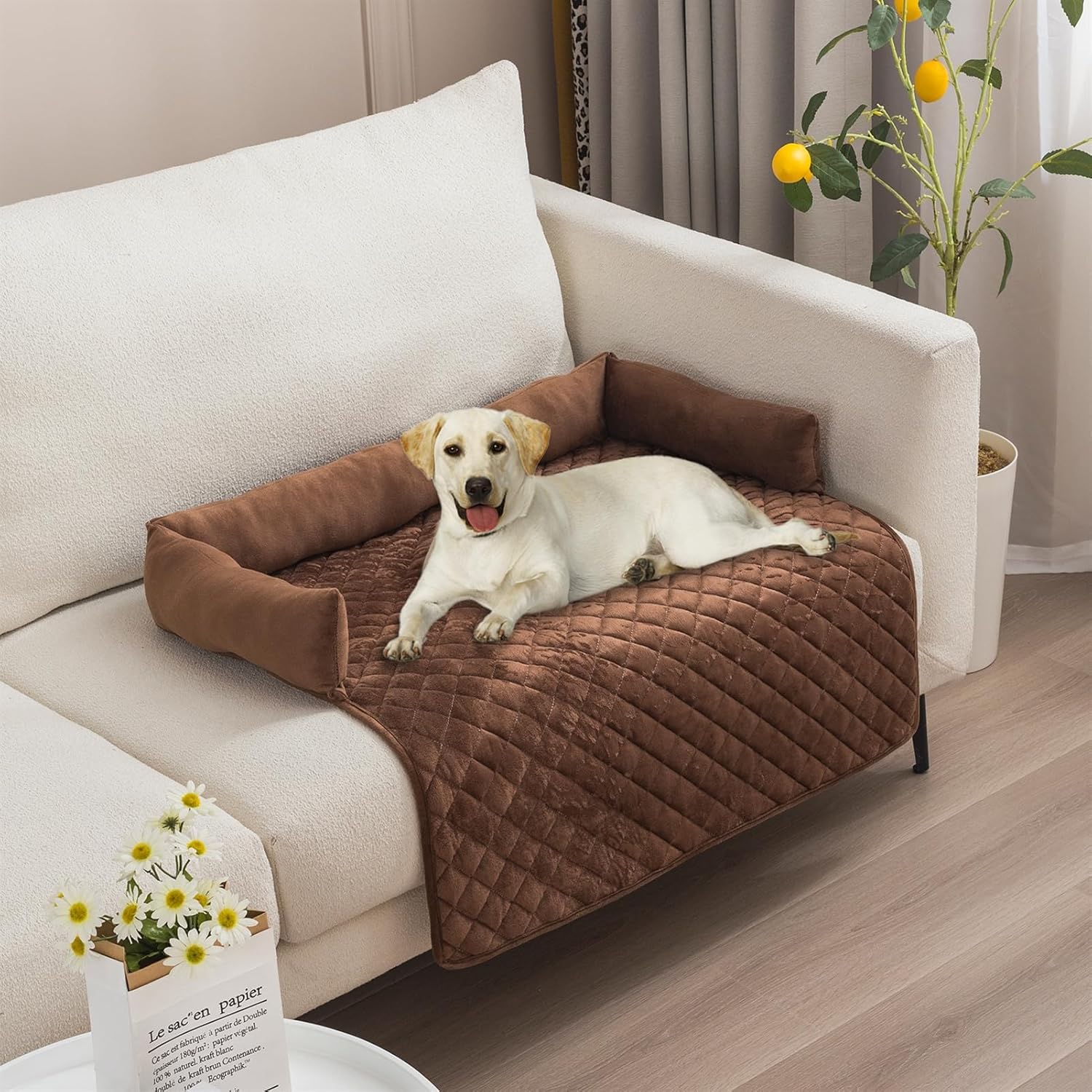 GIBZ Dog Couch Cover with Pillow Anti Slip Pet Bed Blanket Washable Short Pile Soft Cat Mat for Sofa Chair Recliner, Dark Grey, 75x75cm