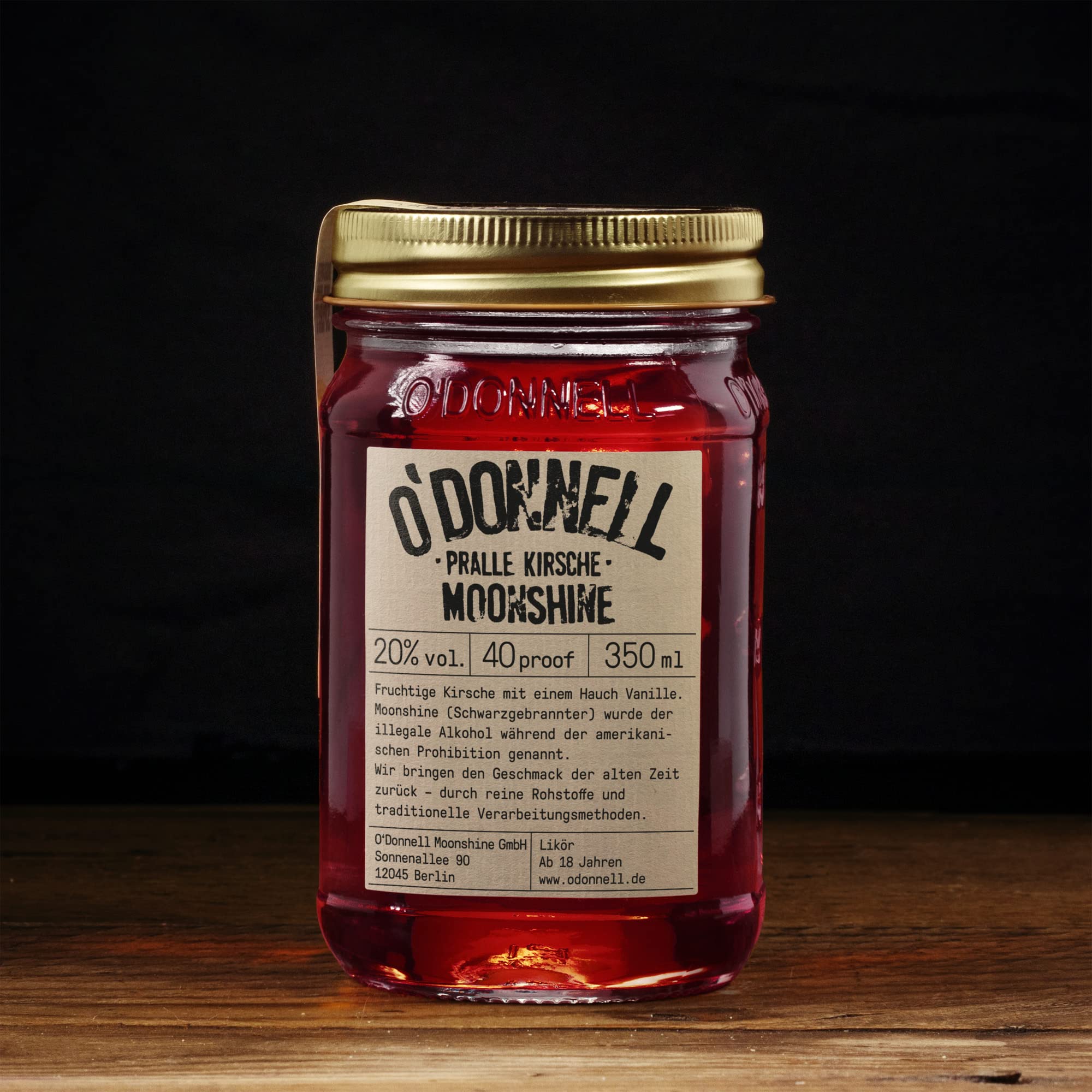O'Donnell Moonshine Likör Geschenkset Made in Berlin – 3x Premium Likör Toffee, Kirsche & Haselnusslikör (350ml) + 2x Mason Jar Whiskey Gläser + Ausgießer (Geschenk für Männer) in Geschenkbox