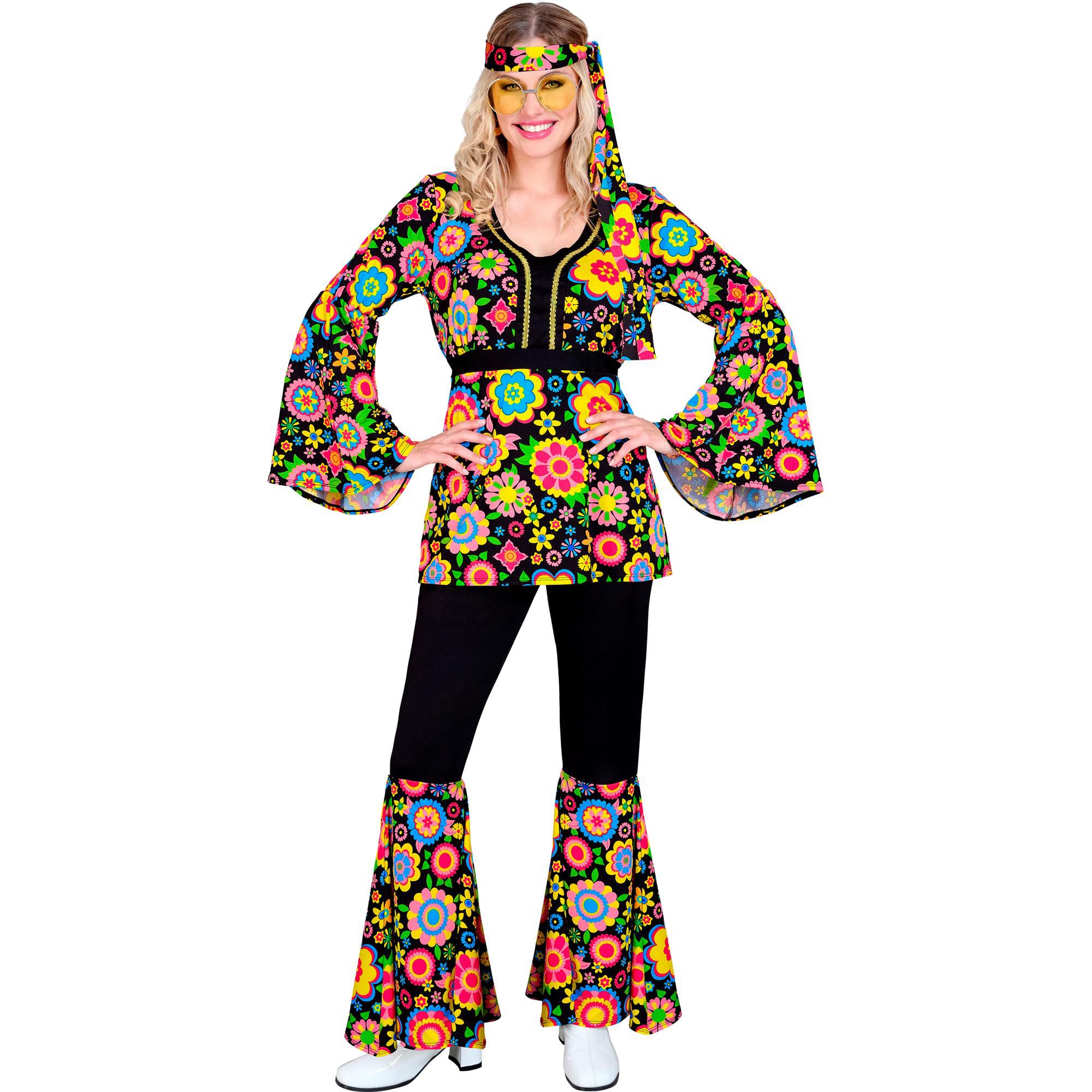 W WIDMANN MILANO Party Fashion 20050 Costume 60s Hippie Style Women's Colourful Flowers XXL