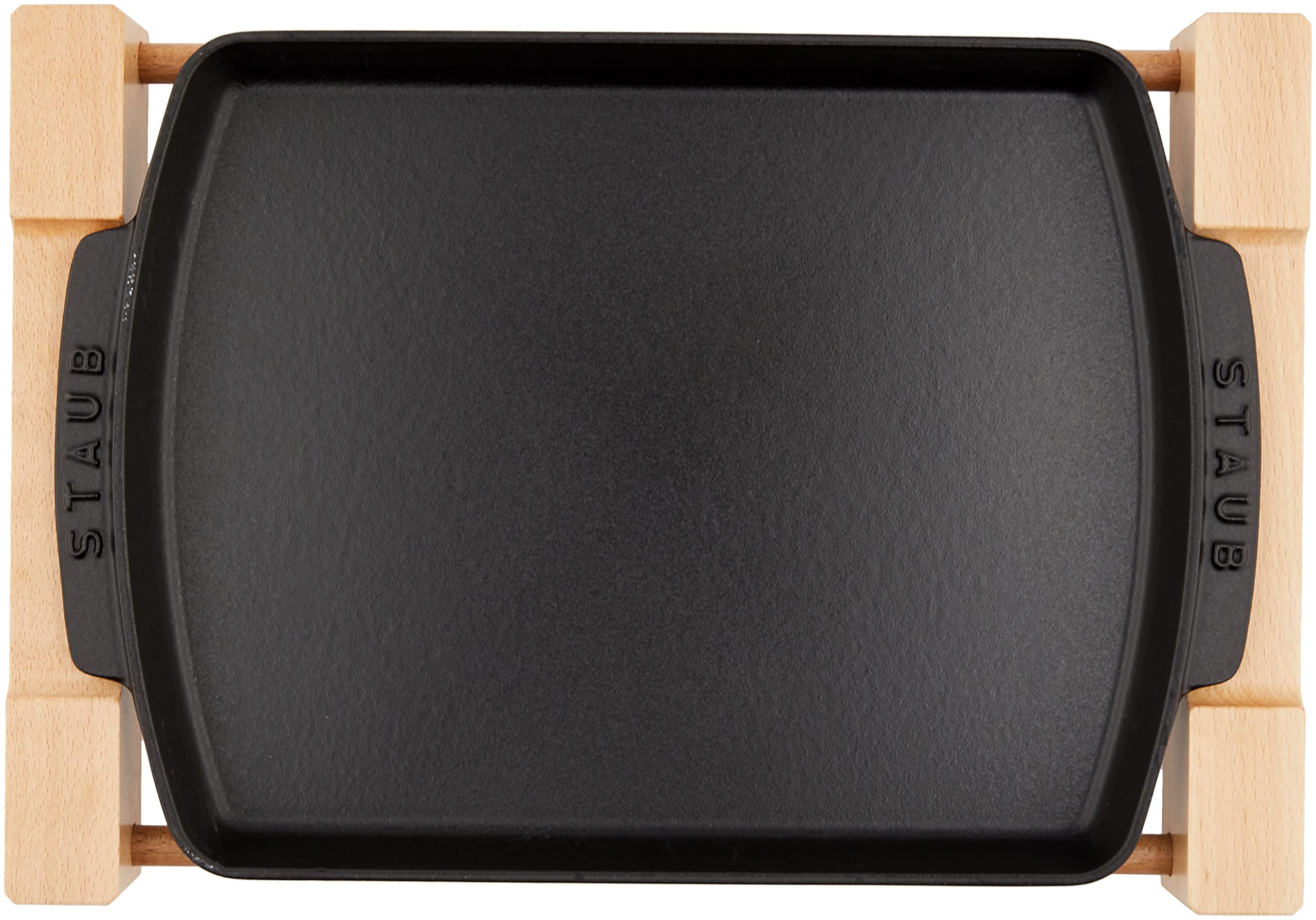 STAUB 鋳鉄ステーキプレート 木製スタンド付き ストウブ Staub ステーキプレート 1205223/40509-523-0 ブラック