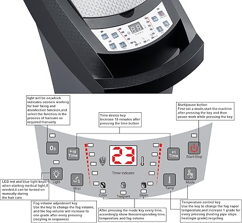 Miniatura 8 de Vaporizador para el cabello negro natural para cabello con capucha Ozone O3 Micro Mist Cuidado del cabello Máquina profesional Gris oscuro Soporte