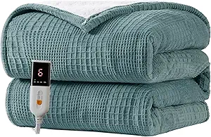 Heated Blanket Electric Blanket Throw 50''X60''-Heating Throw with 6 Heat Settings-2-10 Hours Auto Off,ETL Certified,Machine Washable (Green)