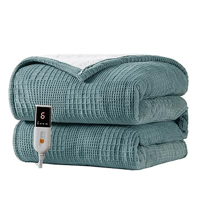 Heated Blanket Electric Blanket Throw 50''X60''-Heating Blanket with 9 Heat Settings-2-10 Hours Auto Off,ETL Certified,Machine Washable (Black)